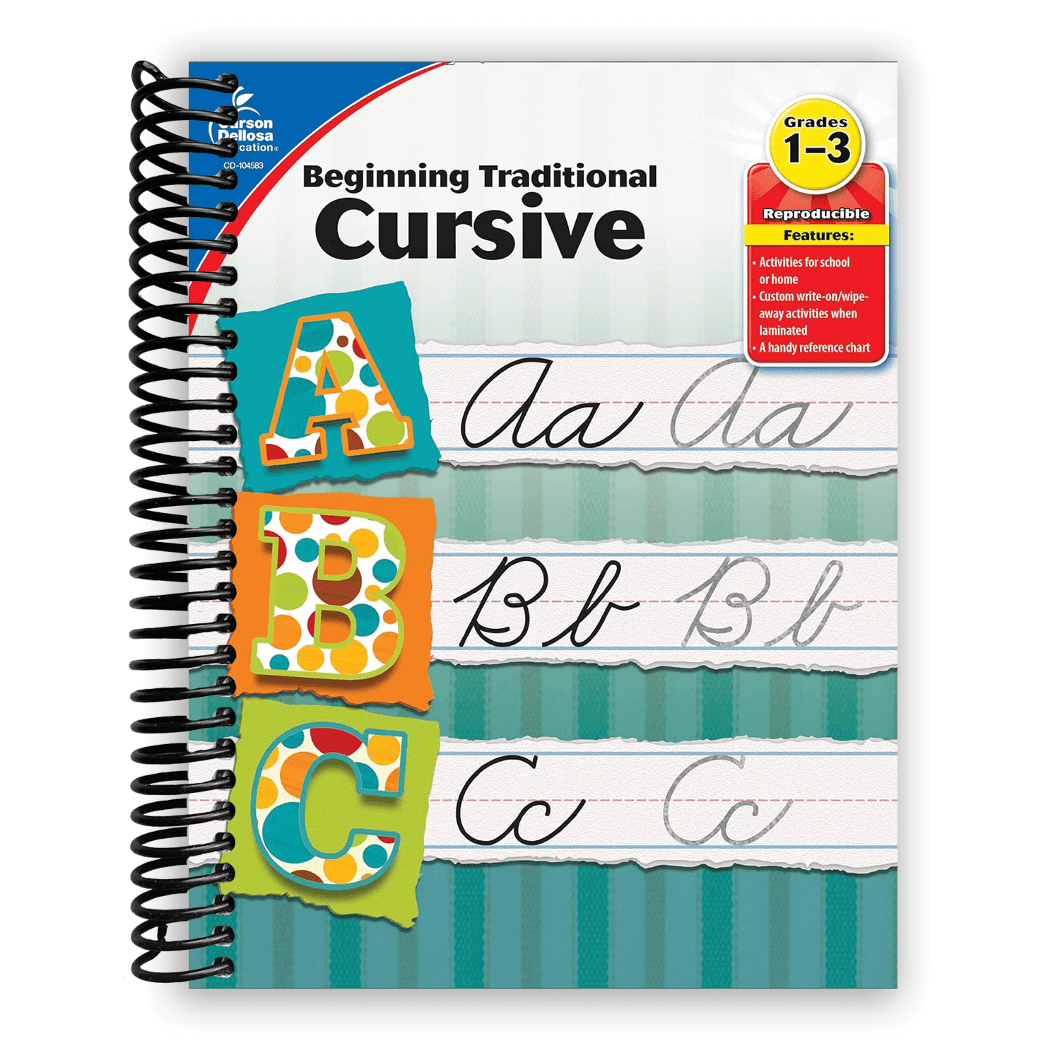 TEMU Carson Dellosa Beginning Traditional Cursive Handwriting Workbook For Kids, Handwriting Practice For Cursive Alphabet And Numbers (spiral Bound)