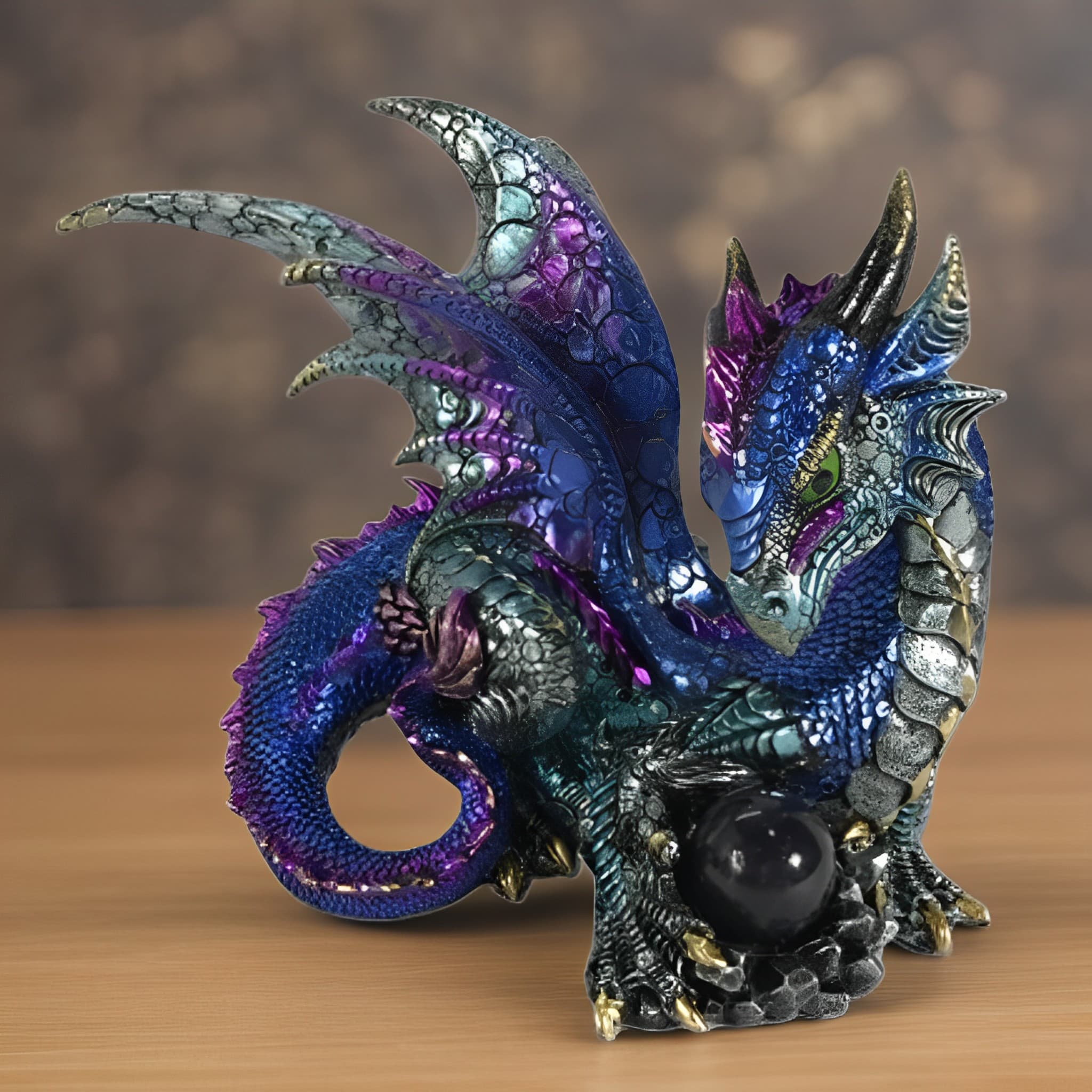 TEMU 8.25"w Blue Dragon Crystal Figurine Statue Sculpture Ornament Decoration Home/room Decor And Unique Gift Ideas For Housewarming, Holidays And Birthdays Great Collectible Addition