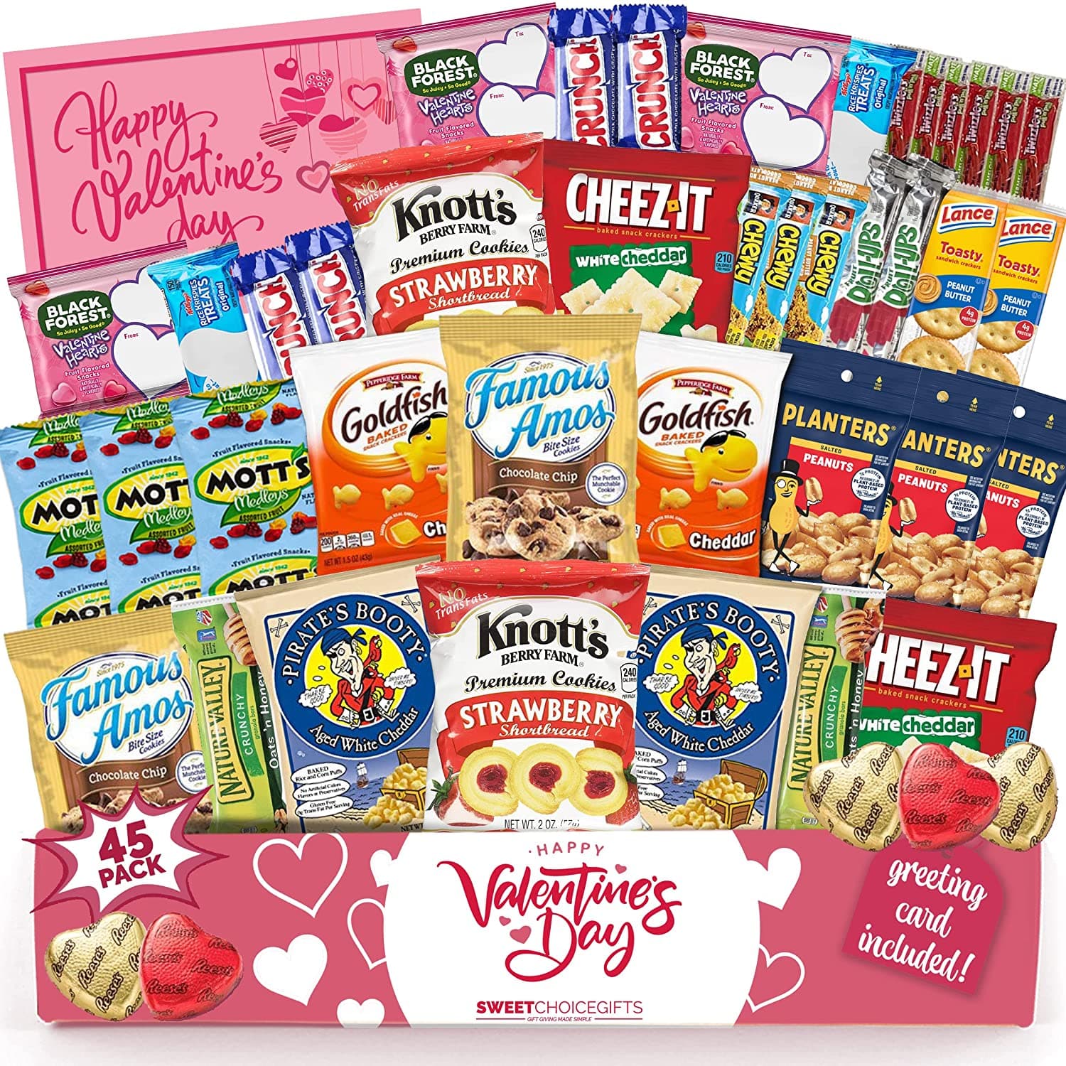 TEMU Valentine's Day Care Package (45ct) Snacks Chocolates Candy Gift Box Assortment Variety Bundle Crate Present For Boy Girl Friend Student College Child Husband Wife Boyfriend Girlfriend Love Niece