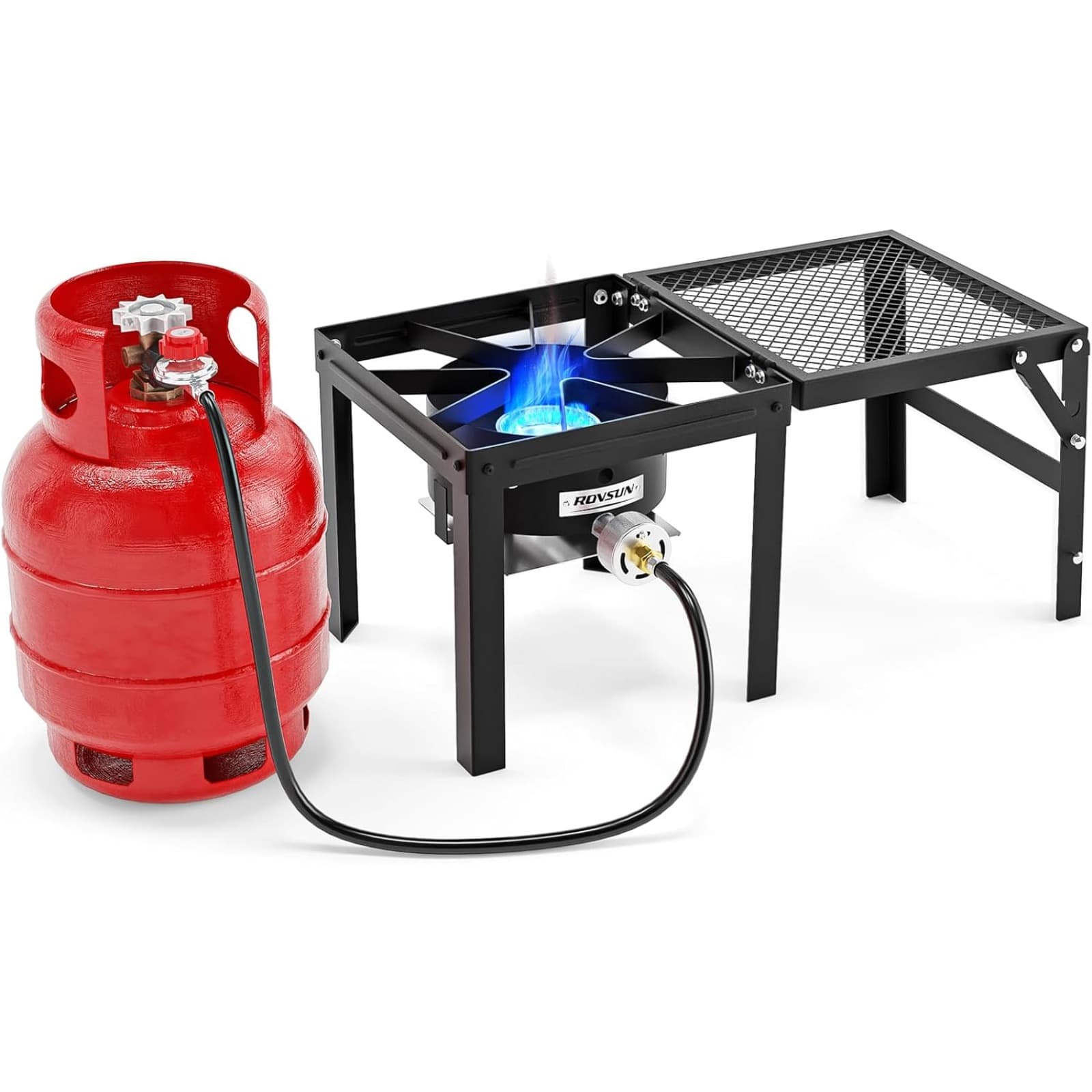 TEMU 75000 Btu Propane Stove With Foldable Side Shelf, Single Burner Gas Stove For Outdoor Cooking With Regulator, Perfect For Camping, Tailgating, Turkey Frying, Seafood Boiling & Home Brewing