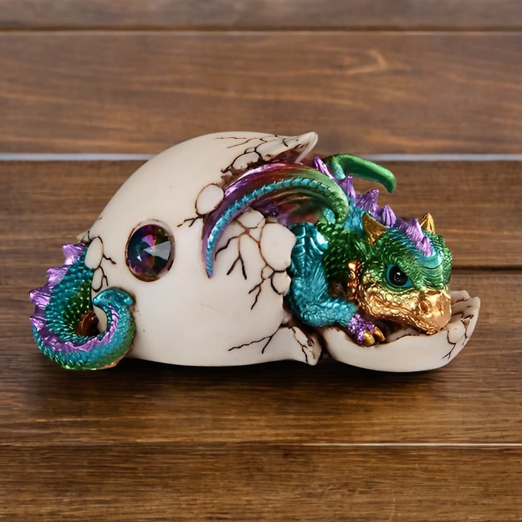 TEMU 5.5"w Colorful Dragon Baby Hatchling In Egg Figurine Decorative Resin Statue Sculpture For Home, Office, Or Bookshelf – A Unique Collectible And Perfect Gift For , Holidays, And Birthdays