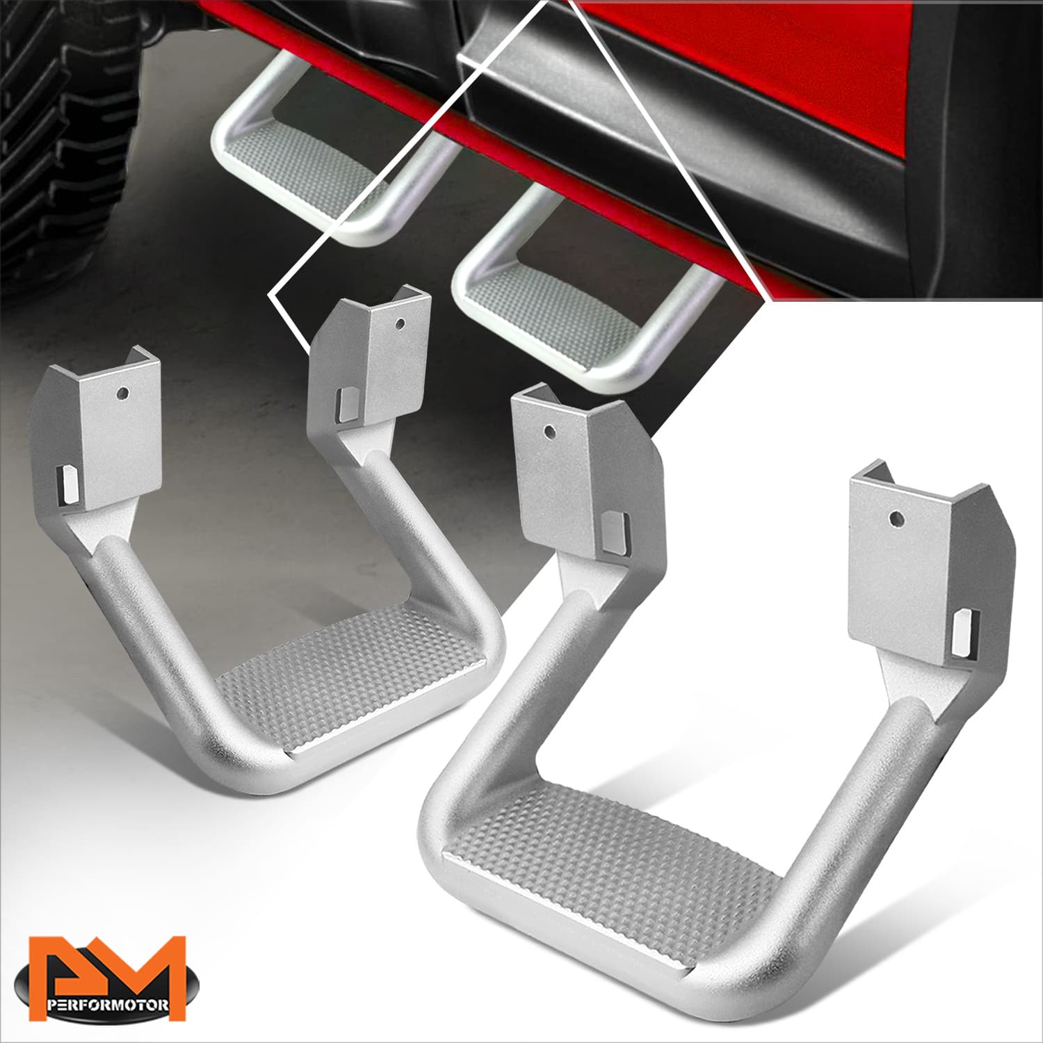 TEMU Pair Aluminum Side Steps Universal For Chevy Pickup Trucks Suvs, 11"l X 6"h X 12"w, Silver