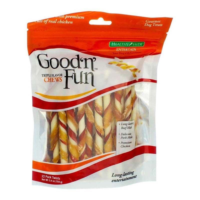 TEMU Triple Flavor Twist Chews For Dogs, 22 Count.