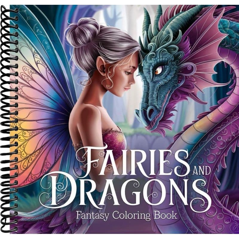TEMU Fairies And Dragons: Fantasy Coloring Book: 8.5 "x 8.5" Magical Fairy And Dragon Illustrations For Stress Relief, Mindfulness And Relaxation (fantasy Coloring For Relaxation)