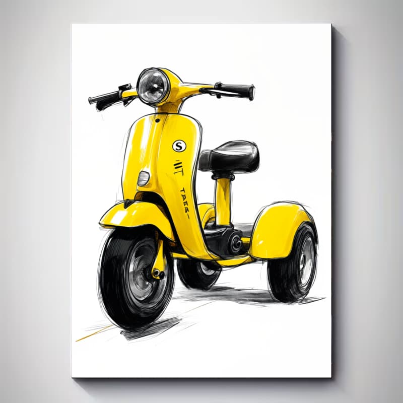 TEMU Yellow Scooter Motorcycle Print Art Canvas Wall Decor For Living Room Bedroom Home Office Decoration Summer Holiday Gift Idea