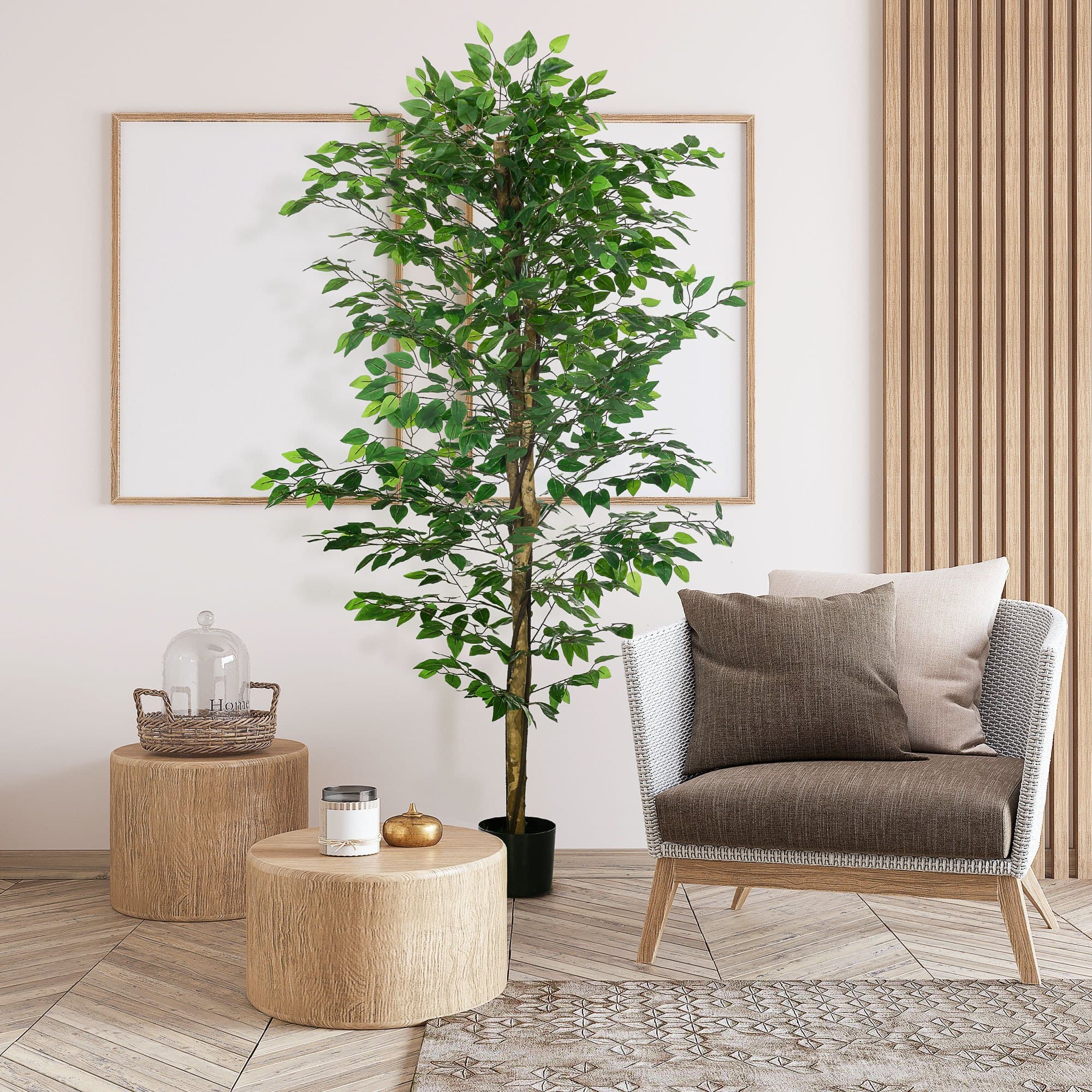 TEMU 6ft Artificial Tree, Tree With 1260 Leaves In Pot, Decorative Fake Plant For Home, Office, And Living Room, Green