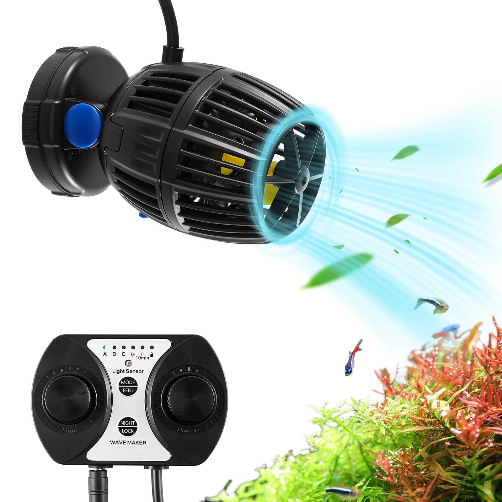 TEMU Vevor Aquarium Wave Maker With Controller 10w/20w 24v Powerhead Magnetic Base