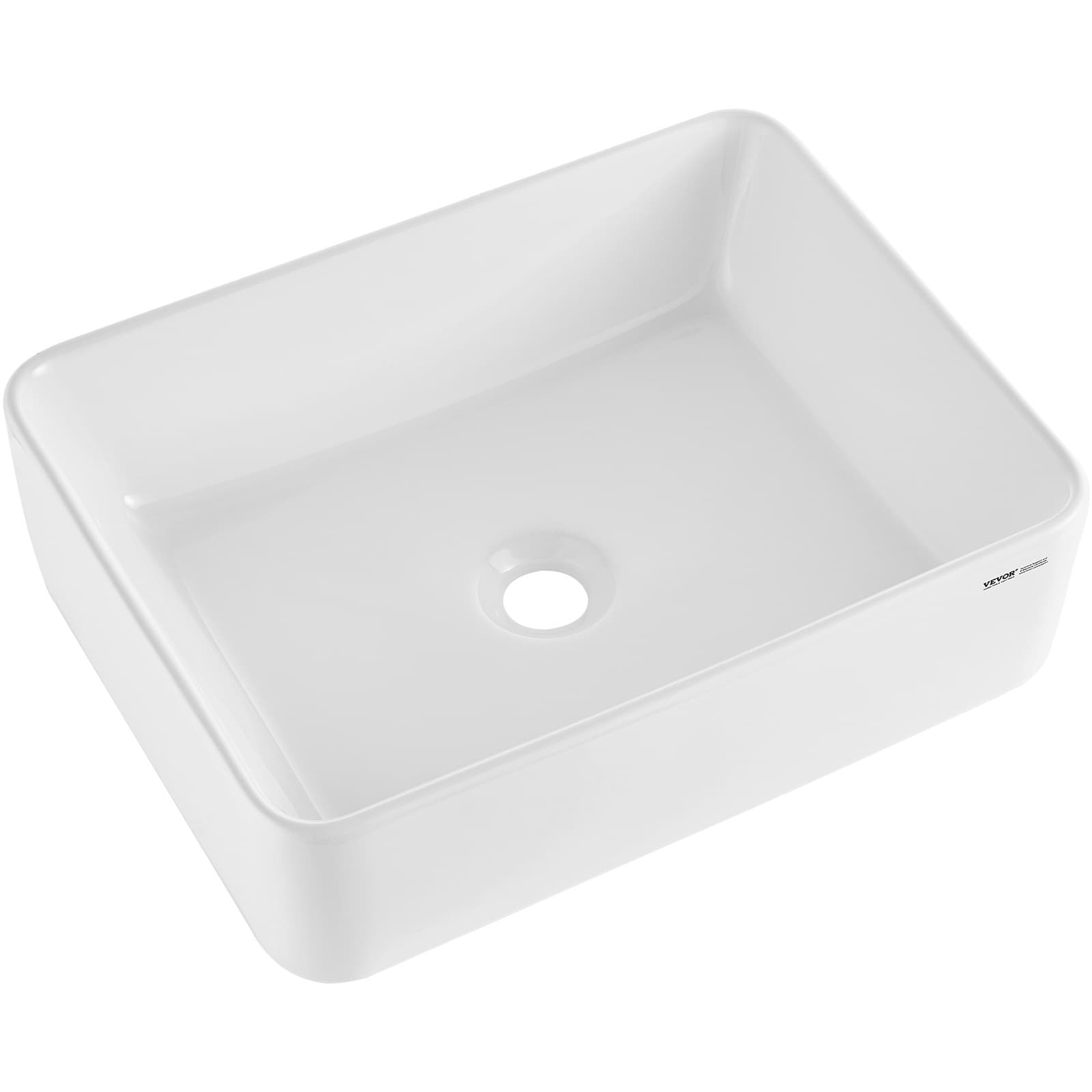 TEMU Vevor Modern Ceramic Vessel Sink 19"x14.7" Bathroom Vanity Bowl Countertop White