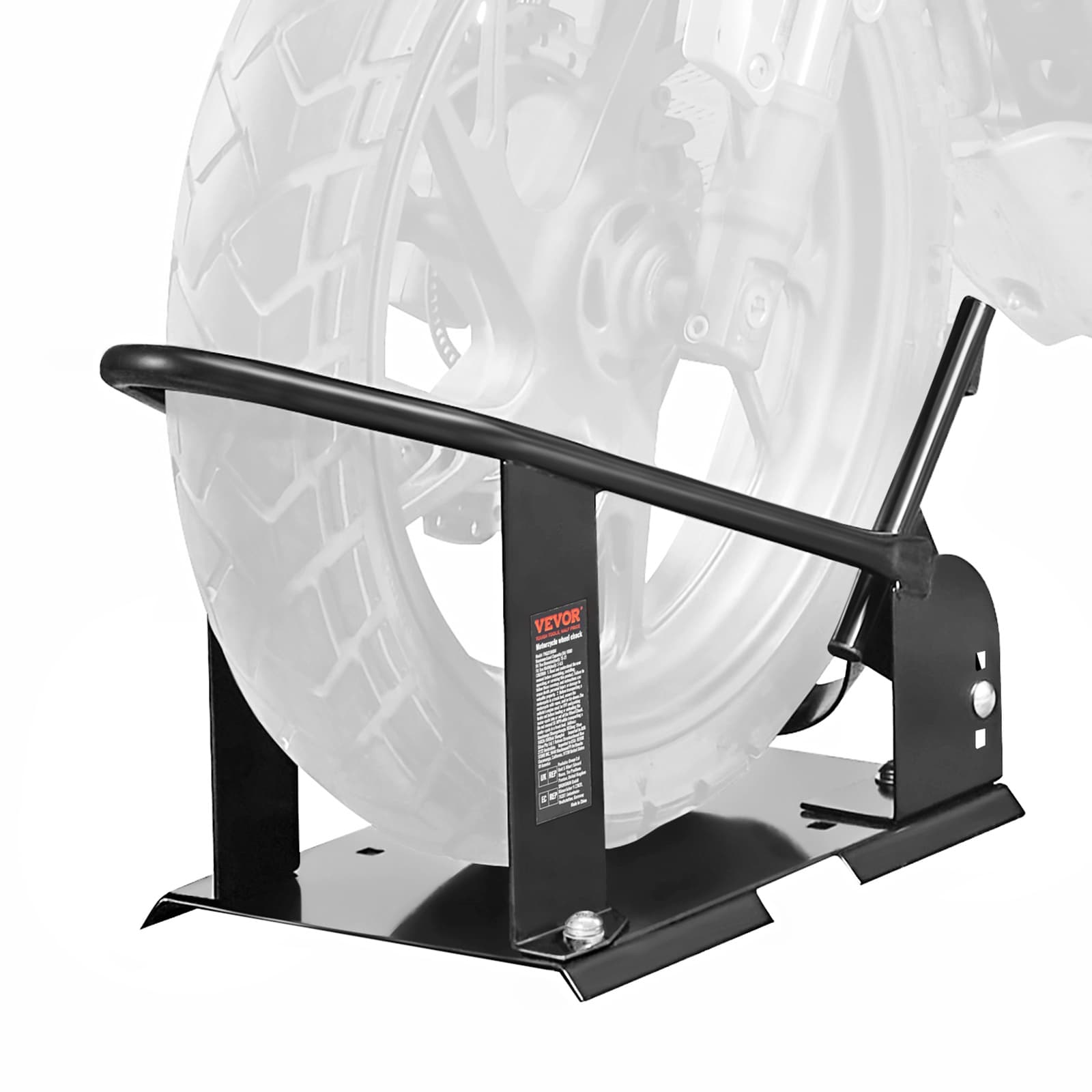TEMU Vevor Motorcycle Wheel Chock, 1800 Lbs Capacity Wheel Cradle Holder, Heavy-duty Steel Motorcycle Front Wheel Stand With 3 Adjustable Holes, For 15"-21" Off-road Motorcycles, Standard Motorcycles