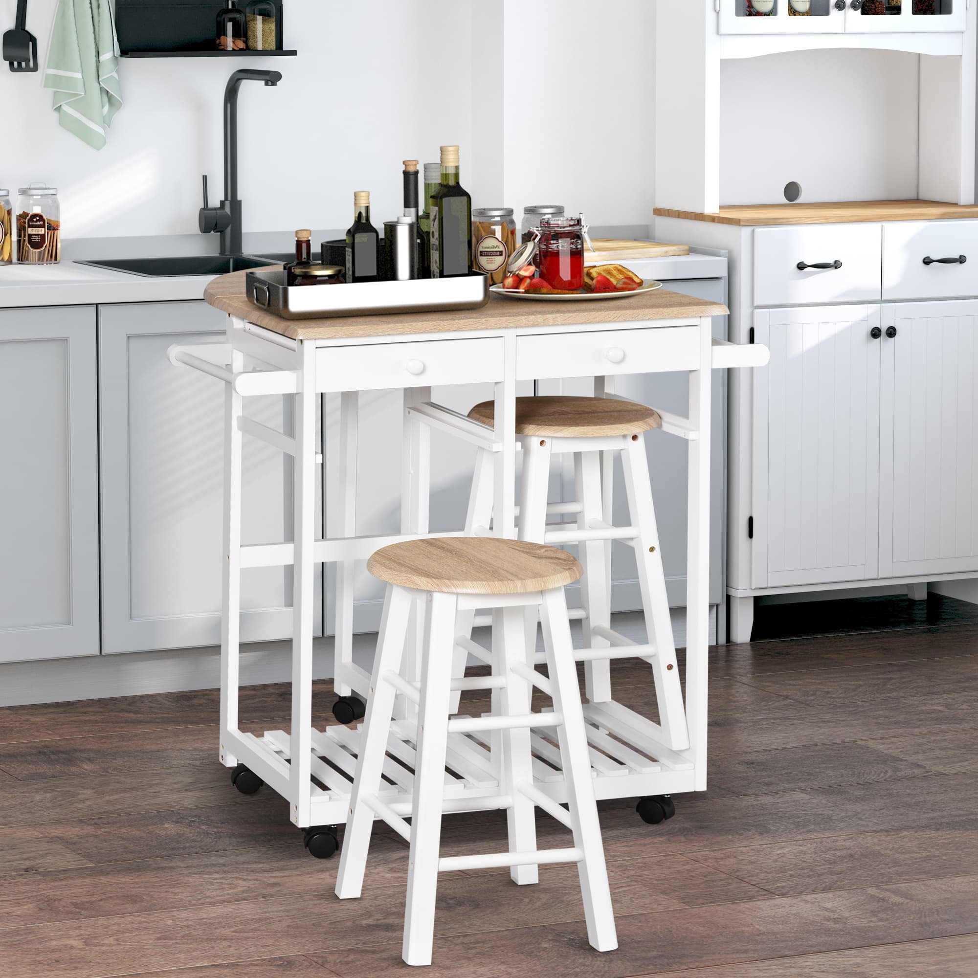 TEMU 3-piece Pine Leaf Kitchen Cart