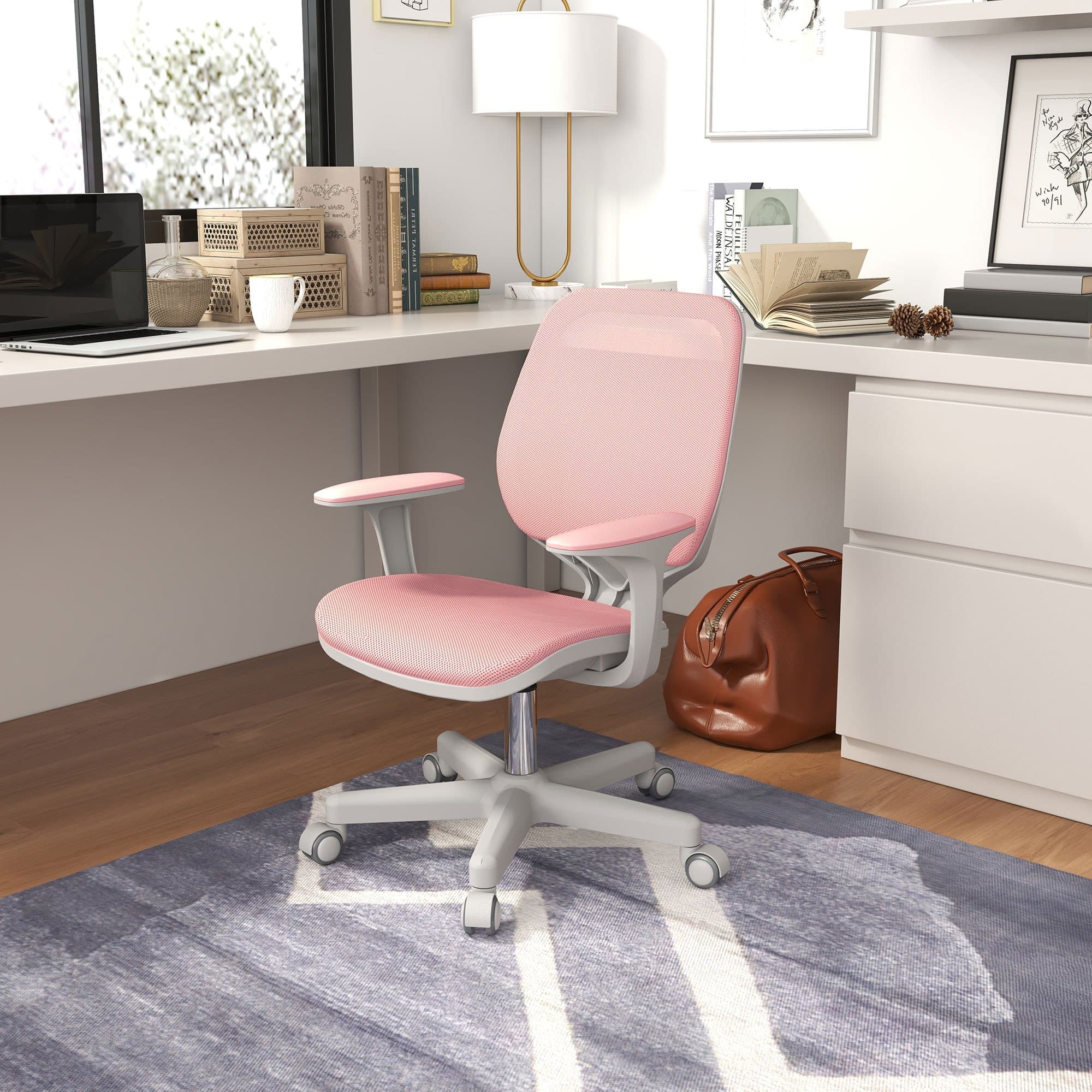 TEMU Small Mesh Office Chair With Security Castors, Pink