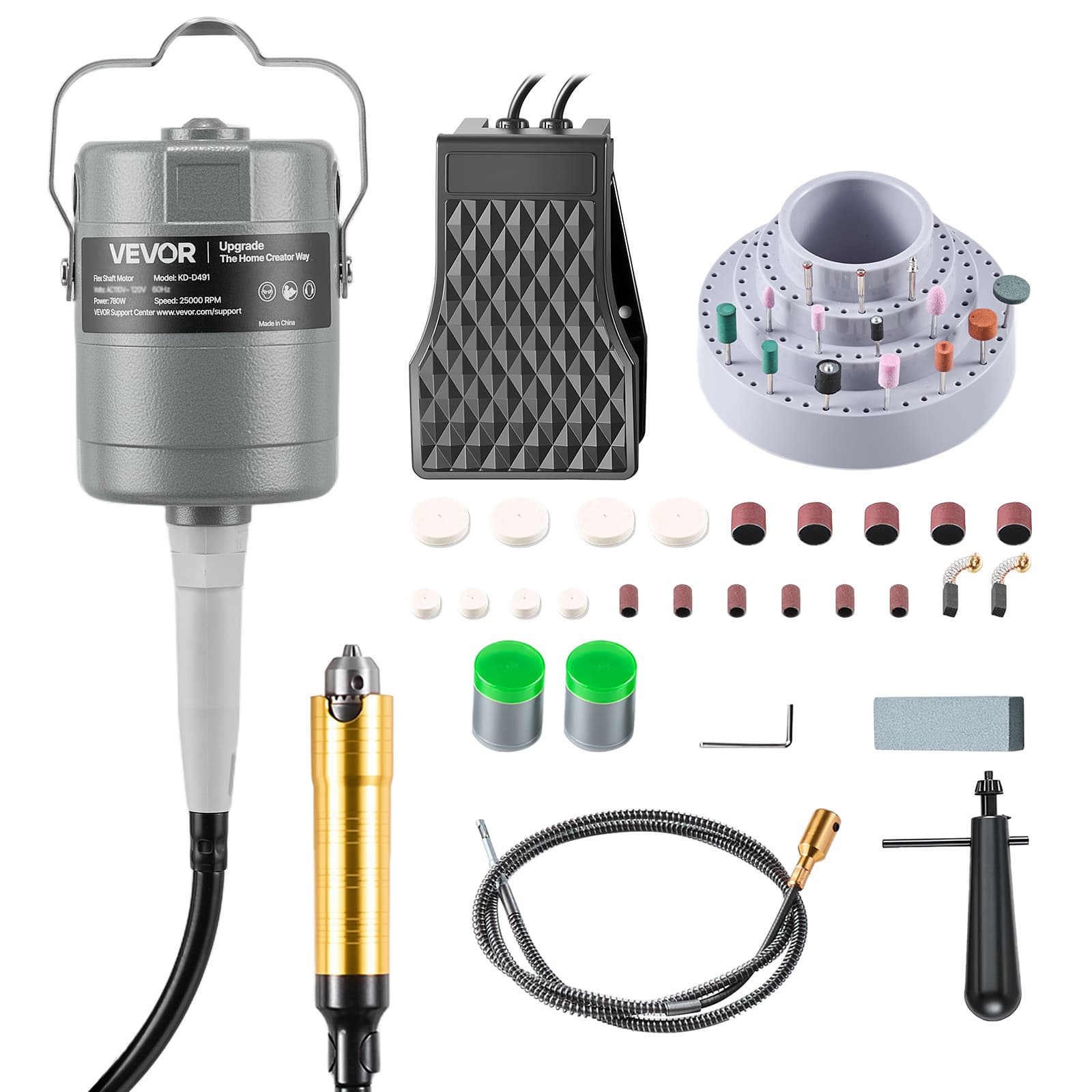 TEMU Vevor Flex Shaft Grinder, 780w 25000rpm Electric Flex Shaft Rotary Tool, Foot-pedal Control Hanging Grinder With 112pcs Accessory Kit For Sanding Buffing Polishing Cutting