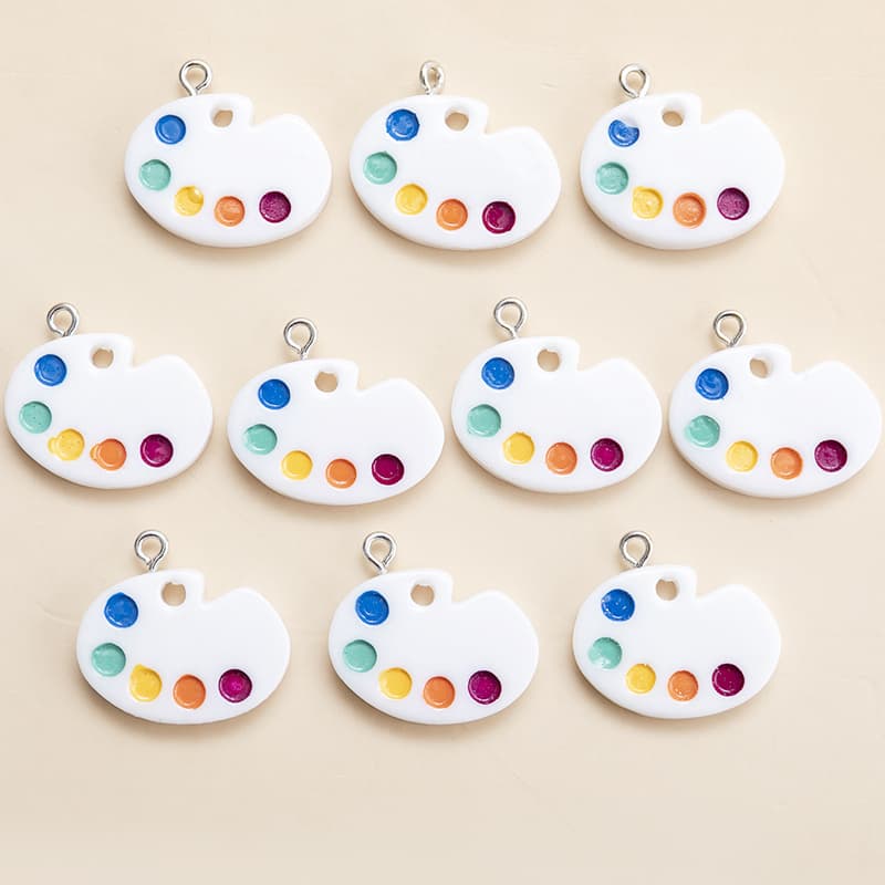 TEMU 10pcs Mini Resin Palette Charms For Making - Colorful Paint Board Design With , Ideal For Earrings & Crafts, Craft Supplies| Design|resin Material, Jewelry Making Supplies