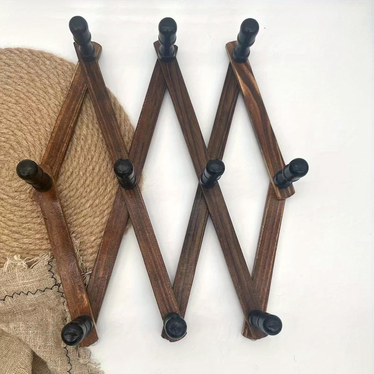 TEMU 2pcs , Expandable 10-hook Hanger, Installed On Wall Or Behind Door Panel, Extendable Wall Hook Rack, Bag Hanger, Towel, Clothing, And Hat Hanger