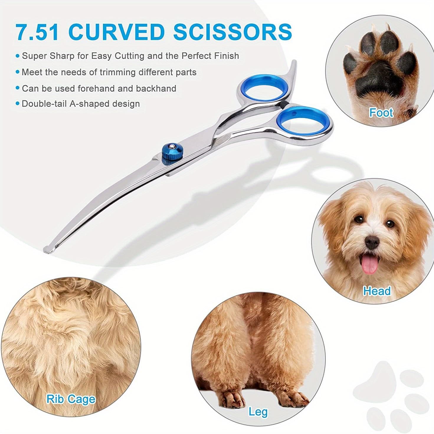 TEMU Pet Grooming Scissors Set With Safety Round Tip, Grooming Scissors, Stainless Cat Grooming Shears (curved Scissor)