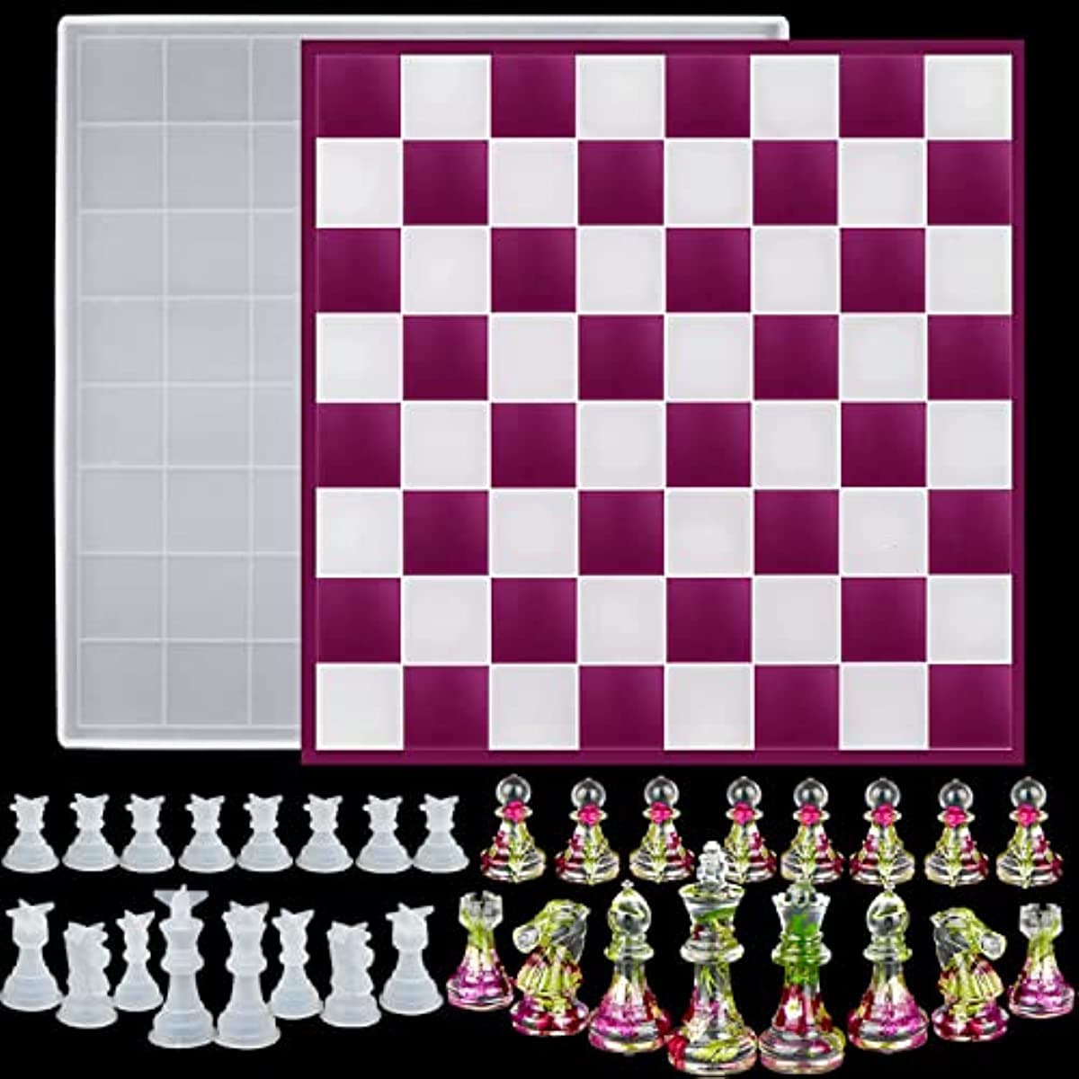 TEMU 12" Xl Large Checkers Chess Board Mold Full Size 3d Epoxy Silicone Resin Mold