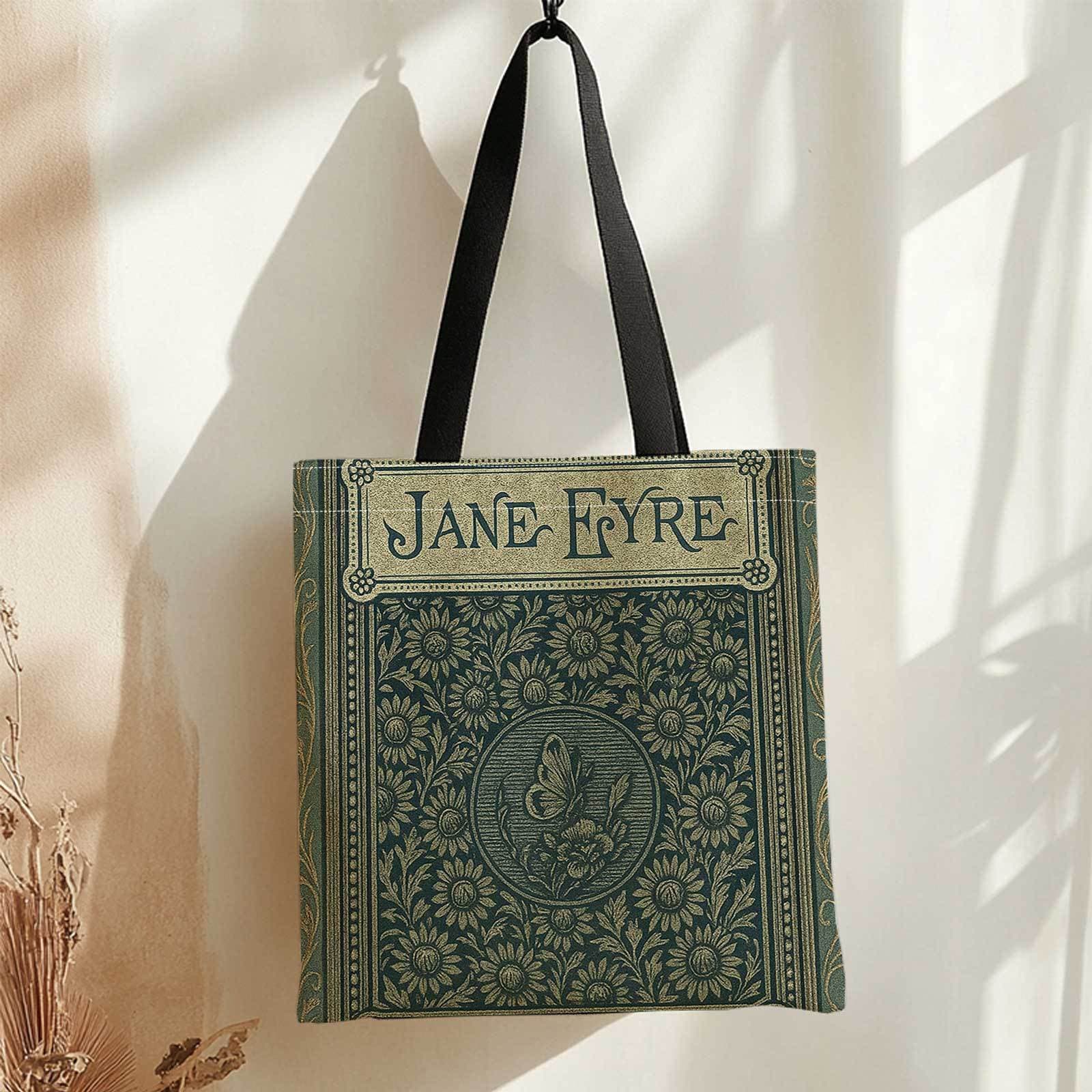 TEMU For Book Lovers: Floral & Ornate Frame Tote Bag With Text - Lightweight Reusable Bag Suitable For Travel, Camping, Daily Use - Foldable Literary Design (handwashable)