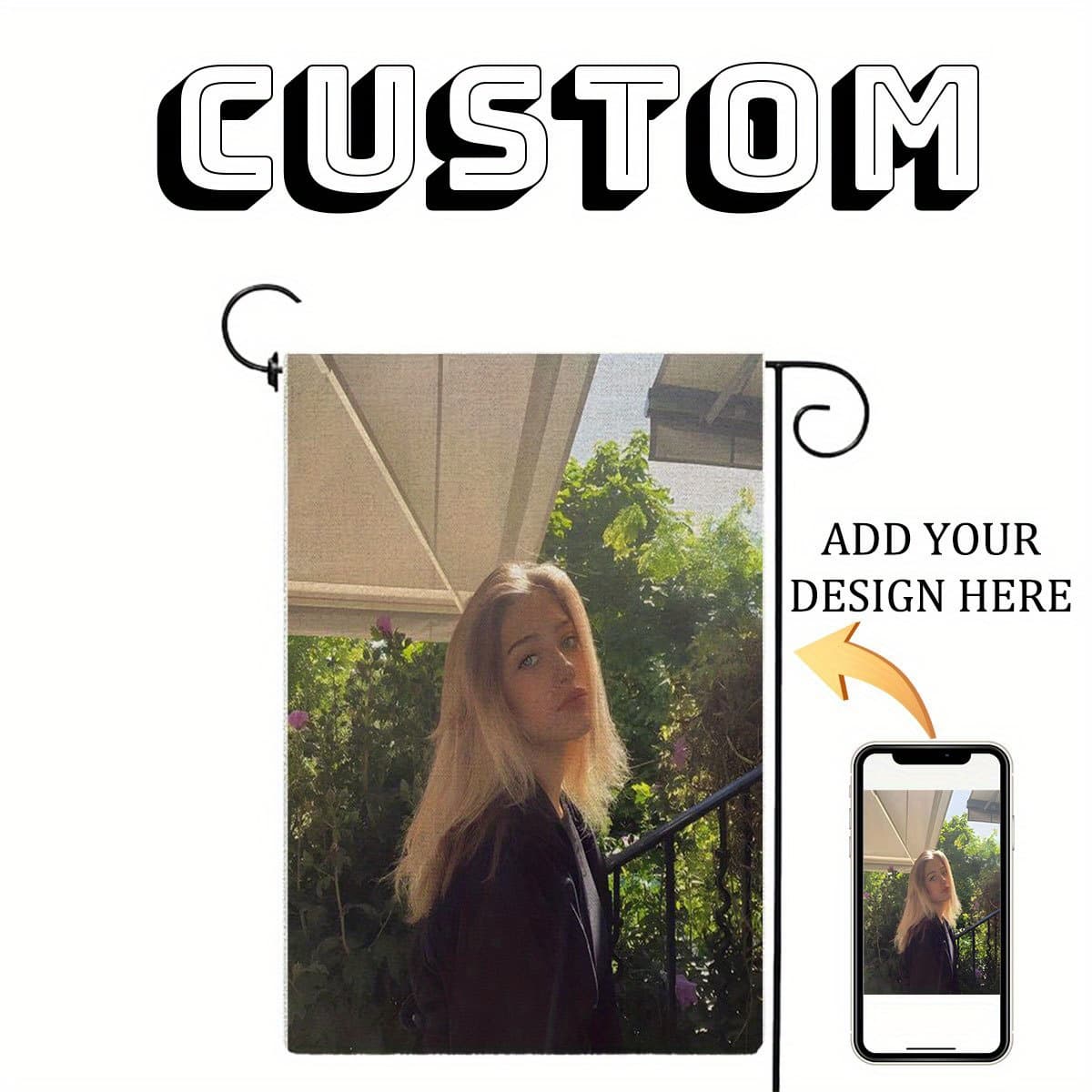 TEMU Custom Garden Flag Double Sided Personalized Yard Banner Add Your Picture Or Logo For Lawn Patio Outdoor Spring Summer Decor