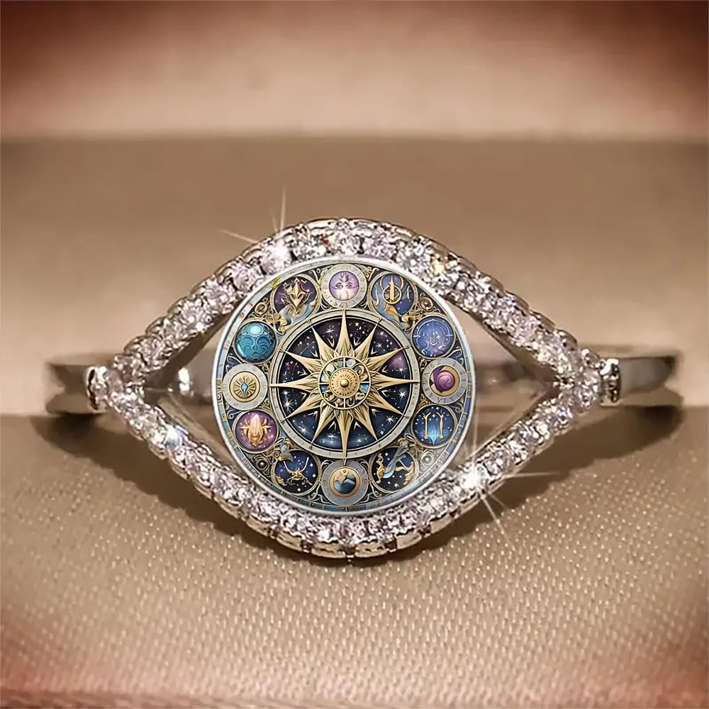 TEMU Exquisite And Complex Astrological Chart Pattern Ring Is A Fashionable And Piece Of Jewelry. An Ideal Gift And A Trendy