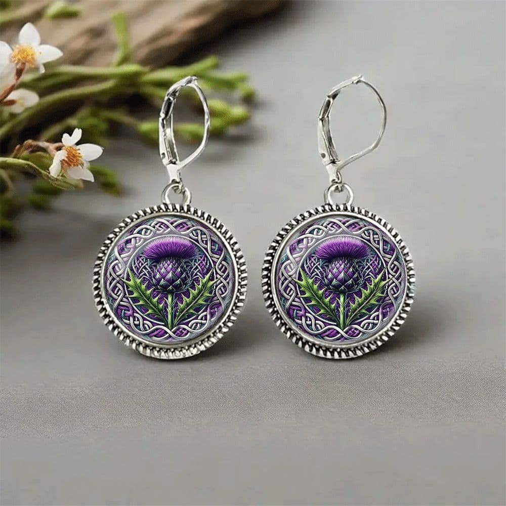 TEMU Fashion Jewelry, Scottish Thistle Flower Celtic Knot Pattern Earrings, Suitable For Daily Wear And Party Accessories, Party Gifts, Holiday Gifts For , For Teenager