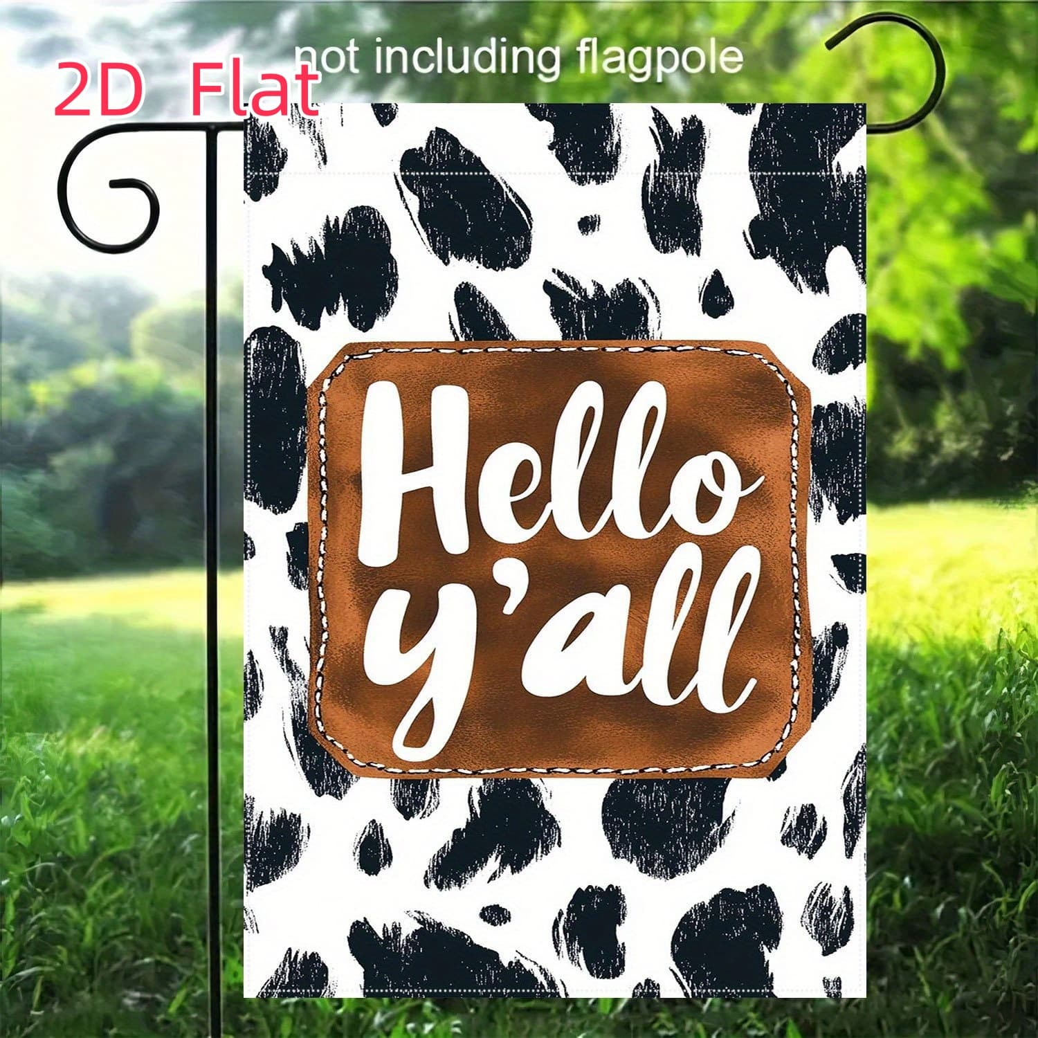 TEMU 2d Flat, 1pc ''all' Cow Print Garden Flag- Character, Outdoor Decoration Banner, Durable Canvas Hanging, No Electricity Required, Cow Decoration 2d Flat, 2d Flat