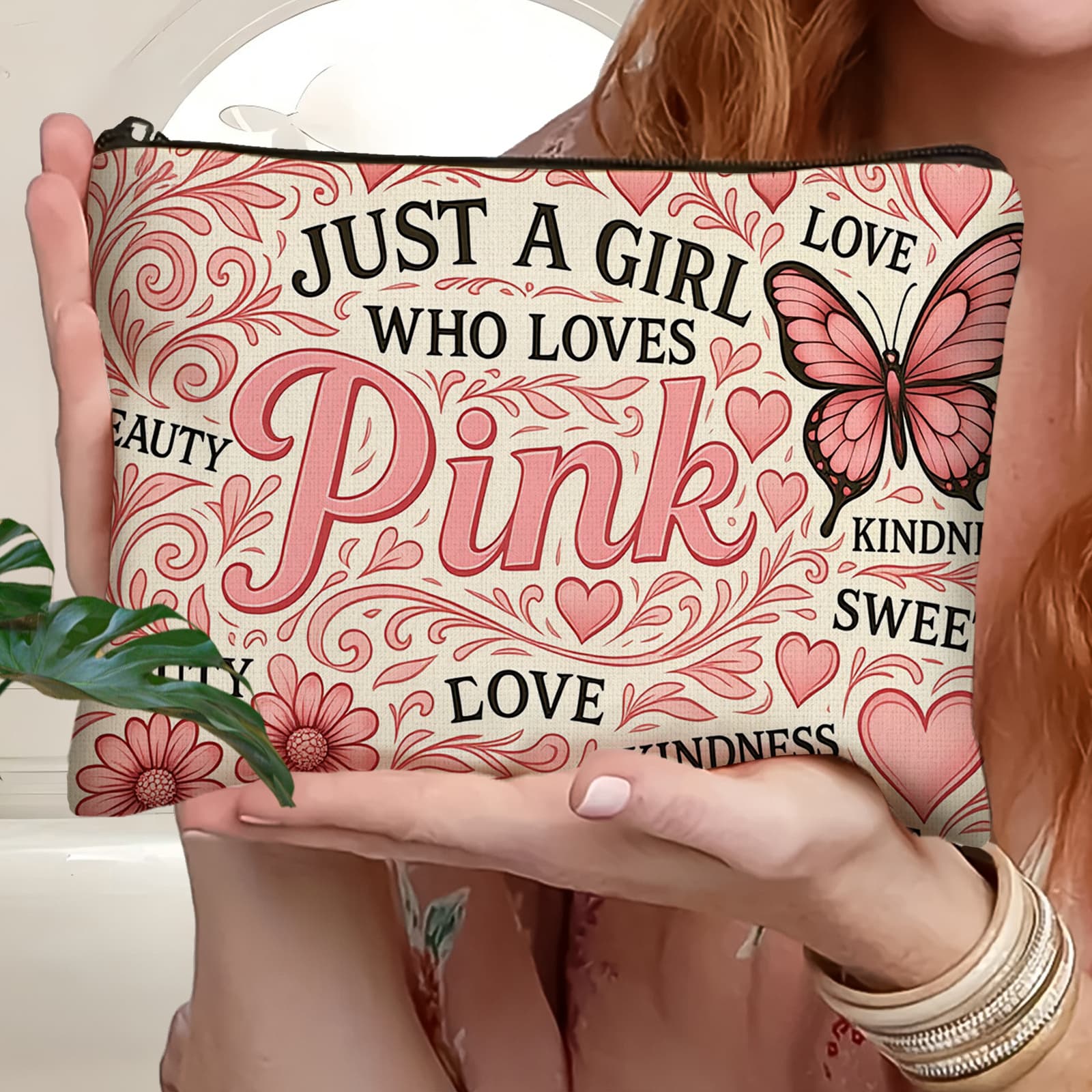 TEMU Single Pink Makeup Pouch: Versatile For Occasions, Ideal For Organizing Travel Toiletries. Great For Everyday Use, Travel, Or As A Gift For Nail Technicians, Making It An Birthday Gift