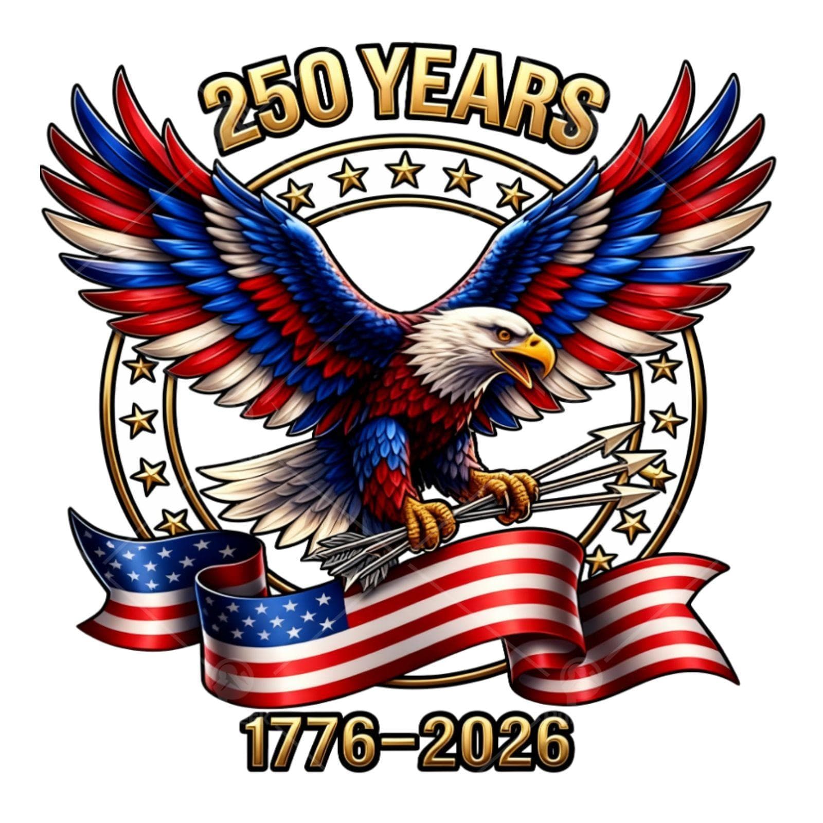 TEMU 4pcs Patriotic Eagle And Flag 250 Years 1776 2026 Chest Logo Ironon Stickers Heat For Clothes Bag Patch Decorations Ironing Fusible Fabric Dtf Transfers Ready To Press