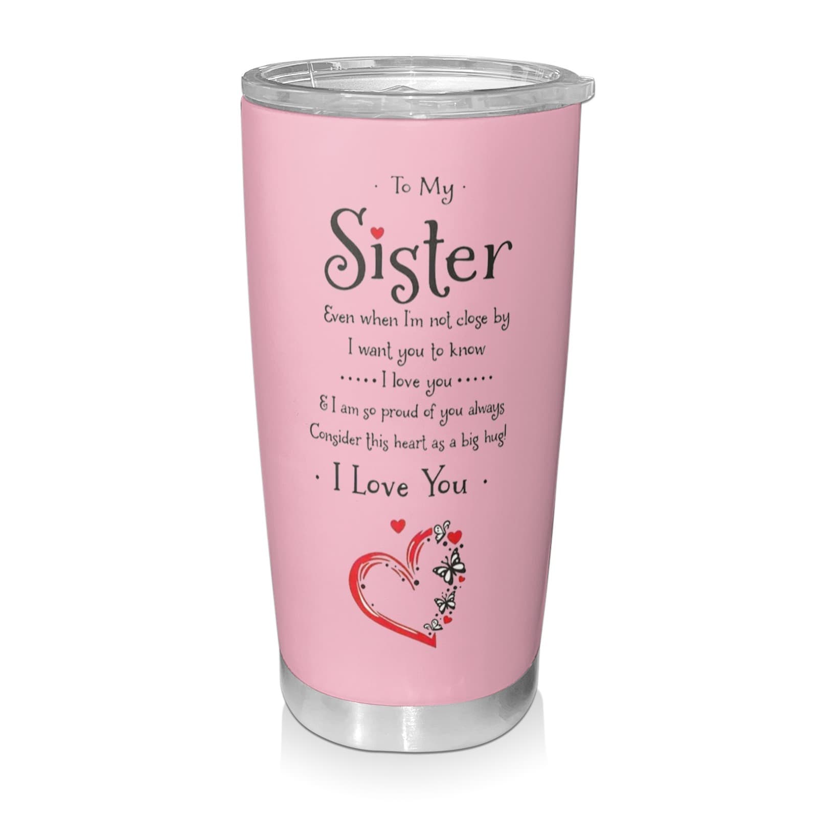 TEMU Presents For Sisters - Birthday Gifts From A Sister - Gifts For And Christmas - Items For Sisters, Older Sisters, And Sisters-in-law - 20 Oz Pink Sister Tumbler
