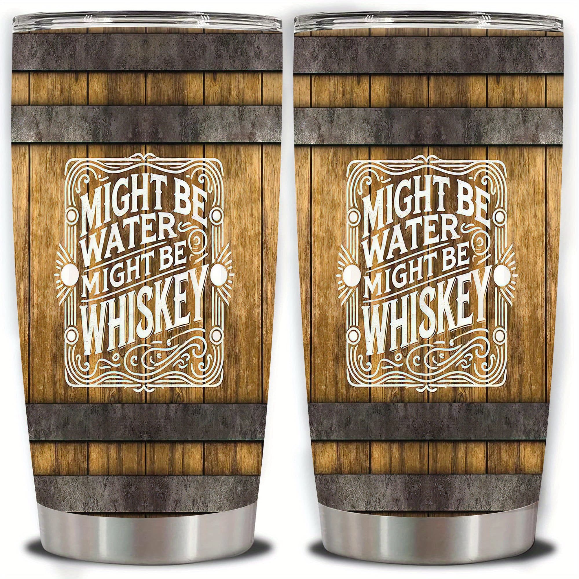 TEMU 1pc 20oz Rustic Whiskey Quote Tumbler, Double Wall Vacuum Insulated Travel Mug, Spill Proof Lid, Gift For Dad, Mom, Ideal For Christmas, Father's Day, Birthday Gift, Coffee Cup