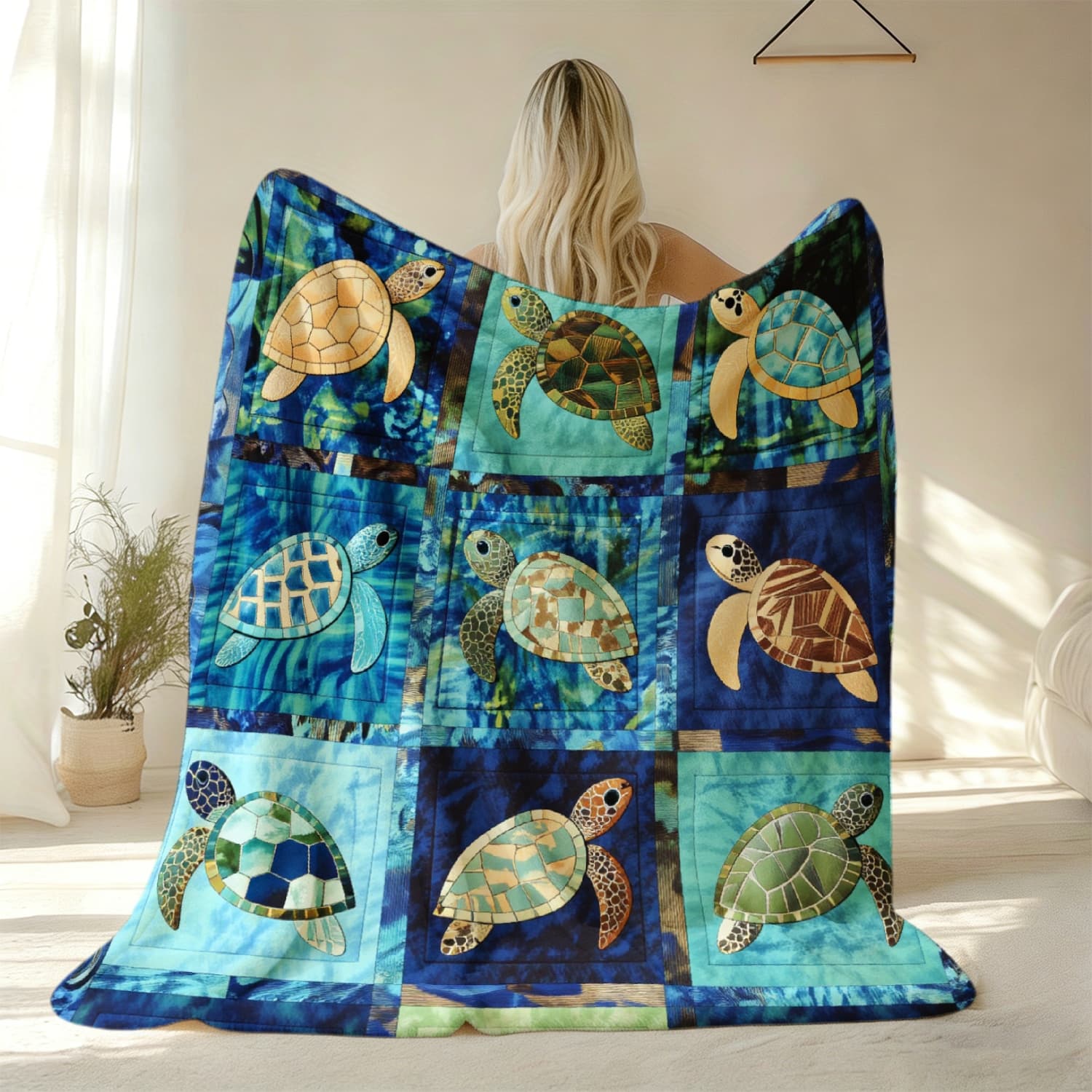TEMU Joocar 1pc Splicing Pattern Blanket - Lightweight Flannel Throw With Polyester, Vibrant & Design, Perfect For Sofa, Bed Birthday Gift 1pc 280gsm
