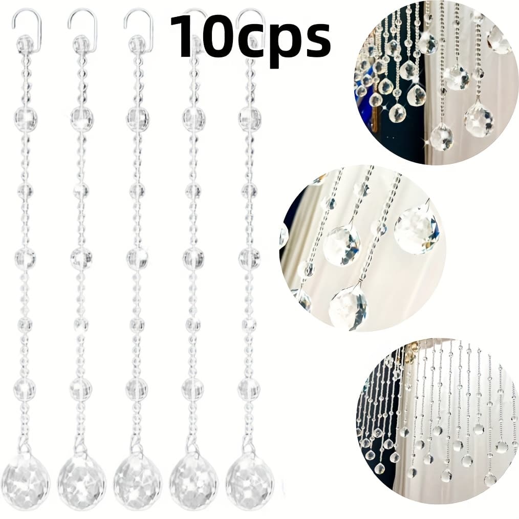 TEMU Shining Crystal Beads - 10pcs Halloween And Christmas Decorations, Party Background Decorations, Room Partitions