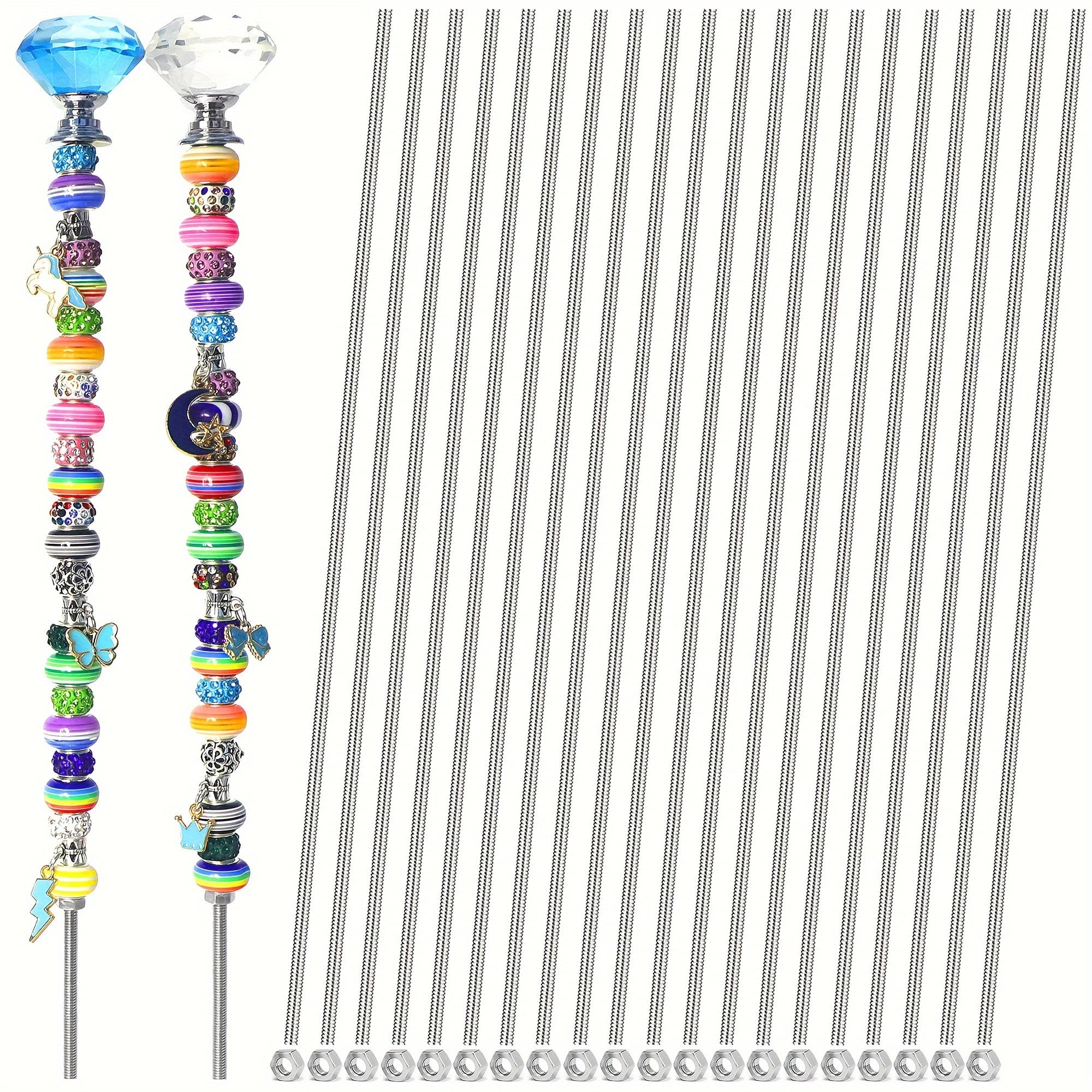 TEMU 40pcs 8/32 Inch Threaded Rod Sets 20pcs M4 Screw Rods With 20pcs Metal Hex Nuts Stainless Steel Threads Studs Rods Fully Threaded Hex Beaded Garden Stake Rods - 20 Sets