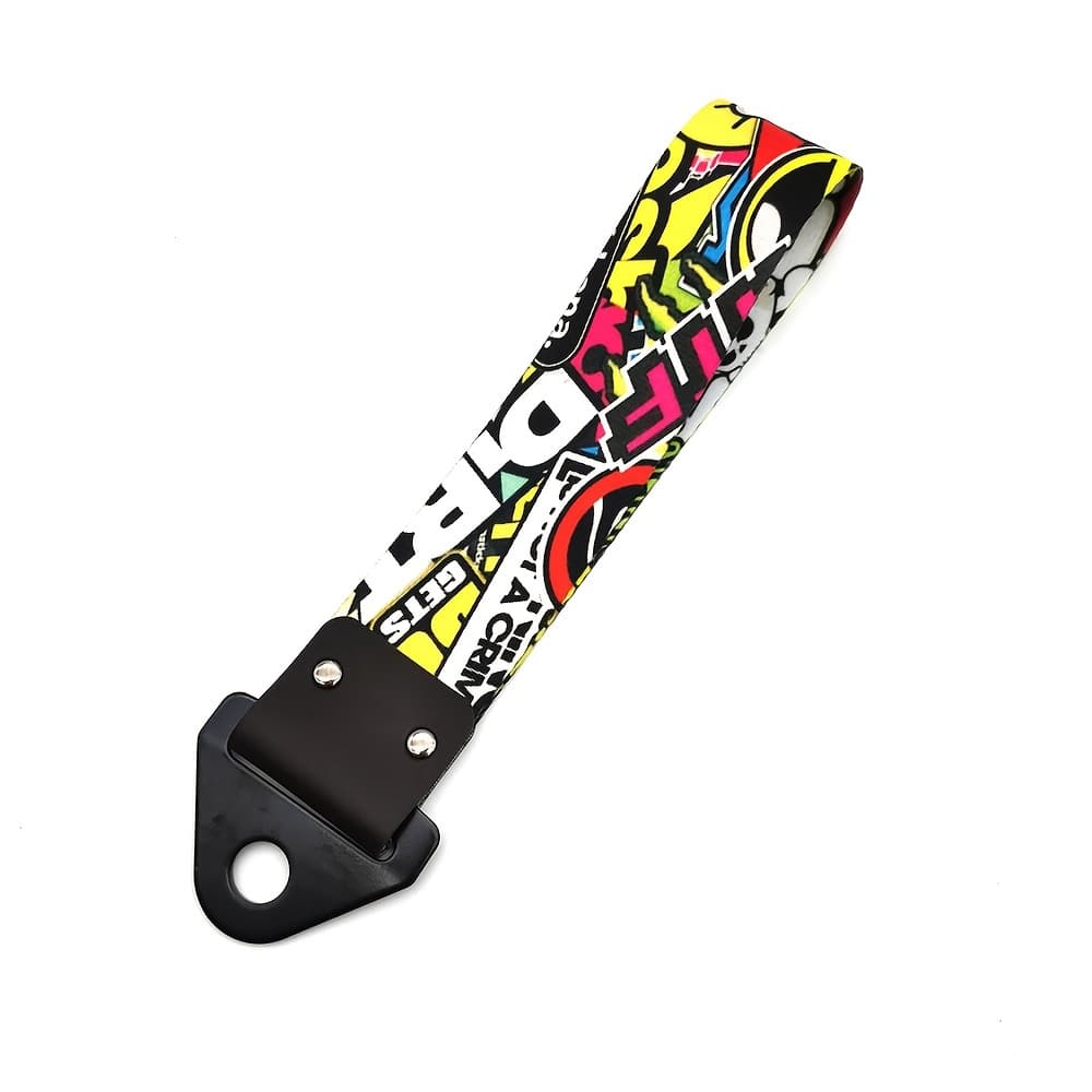TEMU 1pc 43 Jdm Style Decorative Tow Strap Universal Anime Graffiti Car Racing Tow Ropes Auto Trailer Ropes Bumper Trailer Towing Strap