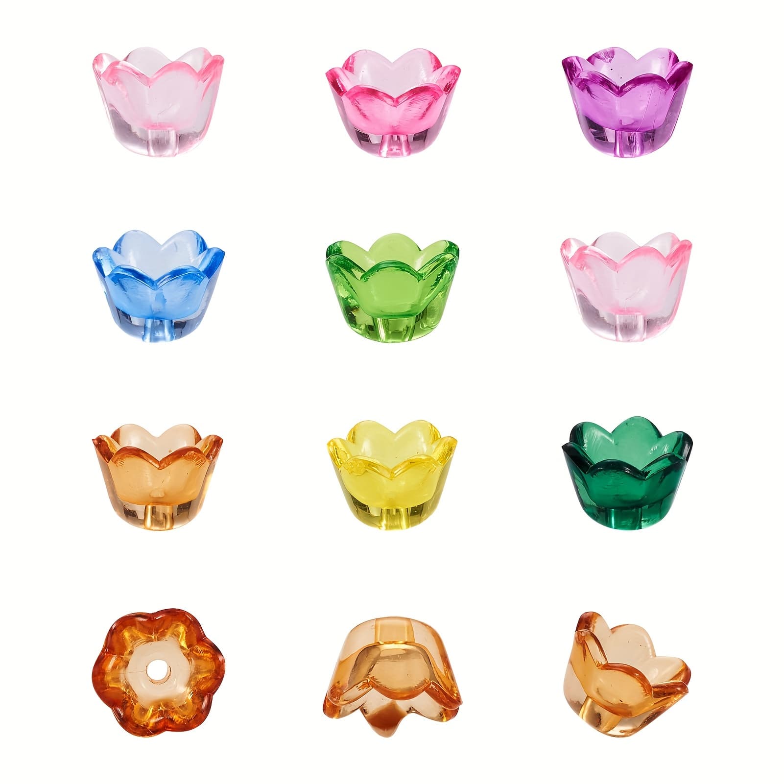 TEMU About 190pcs/50g10x6mmrandom Mix Of Colourstransparent Acrylic Beads For Jewellery Productionbead Caps