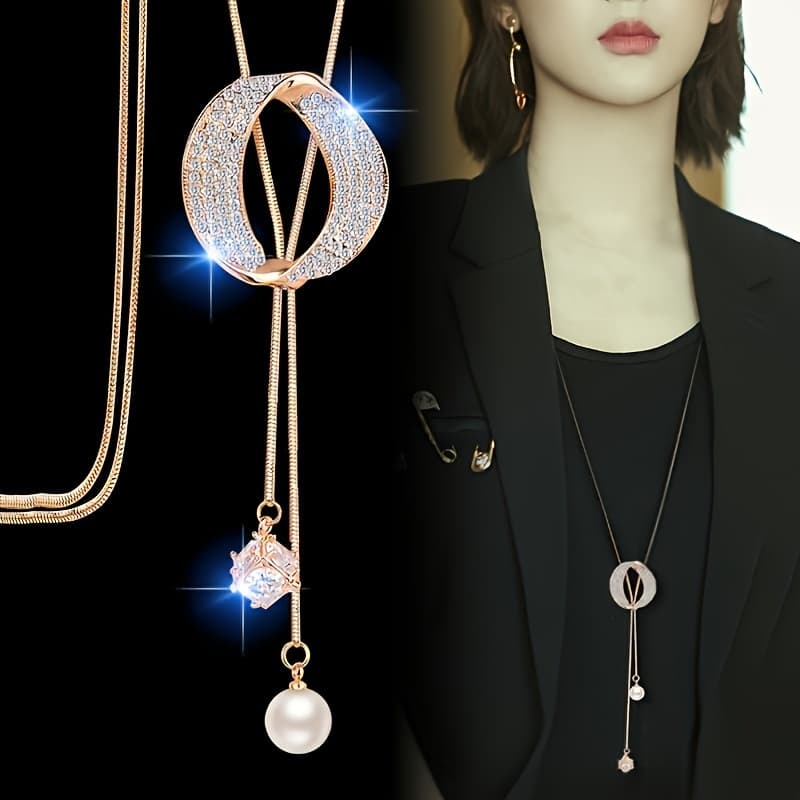 TEMU New Versatile Long Sweater Chain Clothes Chain Pendant Necklace