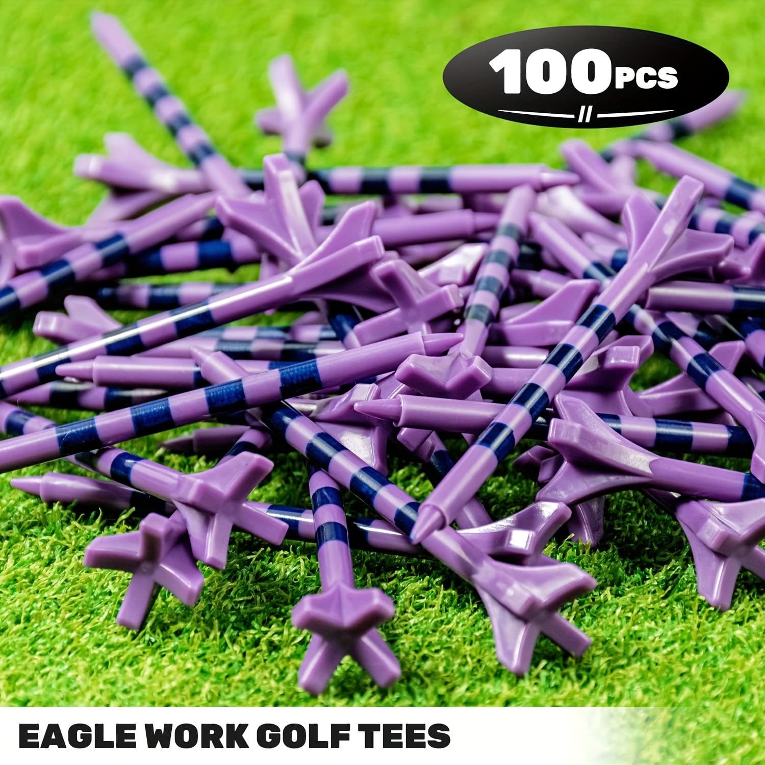 TEMU 50/100pcs Plastic Golf Tee, 3-1/4 Inch 4-tooth Golf Tee, More Durable And Stable, Reduces Friction And Plastic Tee