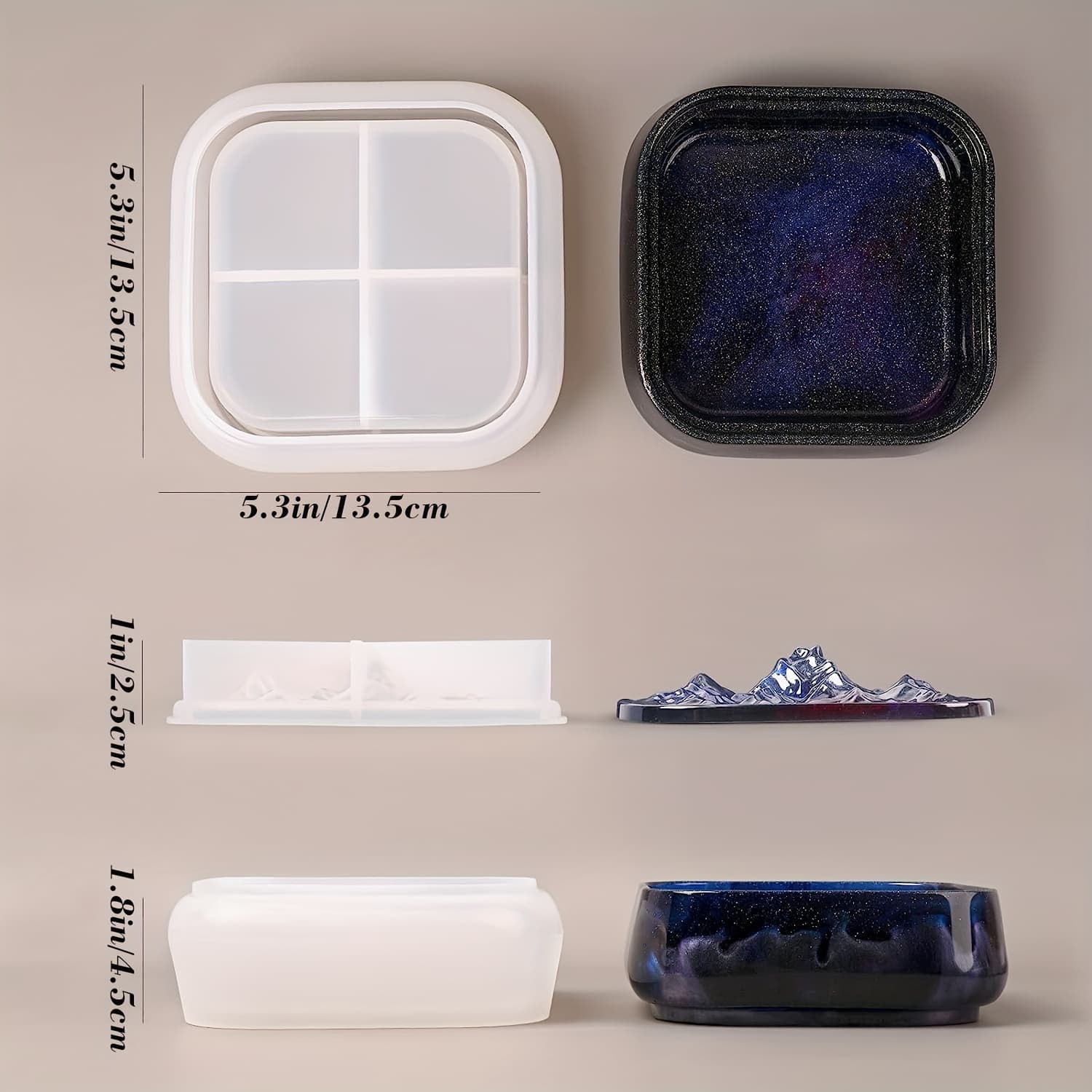 TEMU 3pcs Stackable Resin Jar Mold With Lid, Jar Container Resin Mold For Epoxy Casting, Large Jar Silicone Mold For Storage Jewelry Trinket Crafts