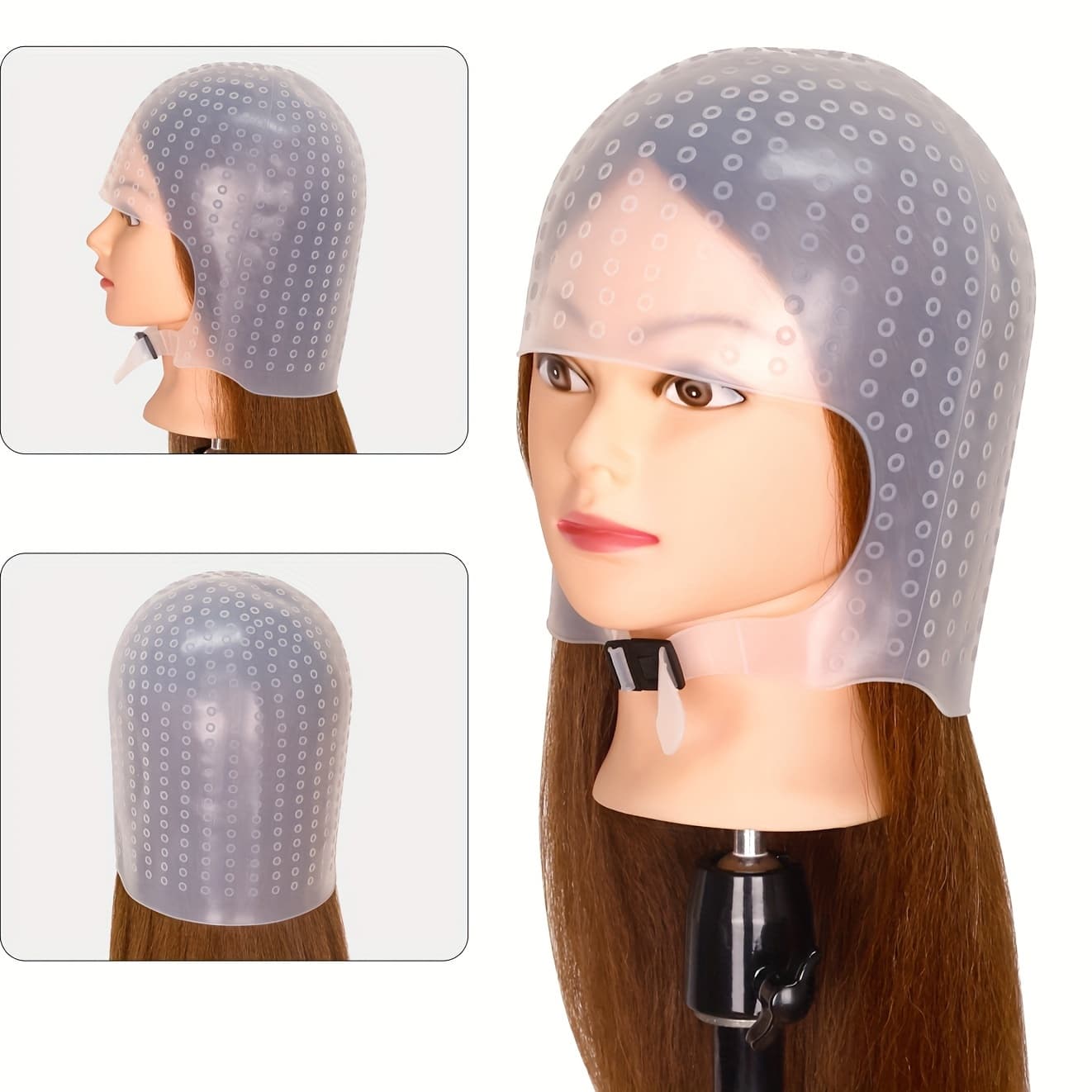 TEMU Silicone Highlight Hair Perm And Dye Tool Hat High Temperature And Acid- Solution Universal Head Shape Dyeing