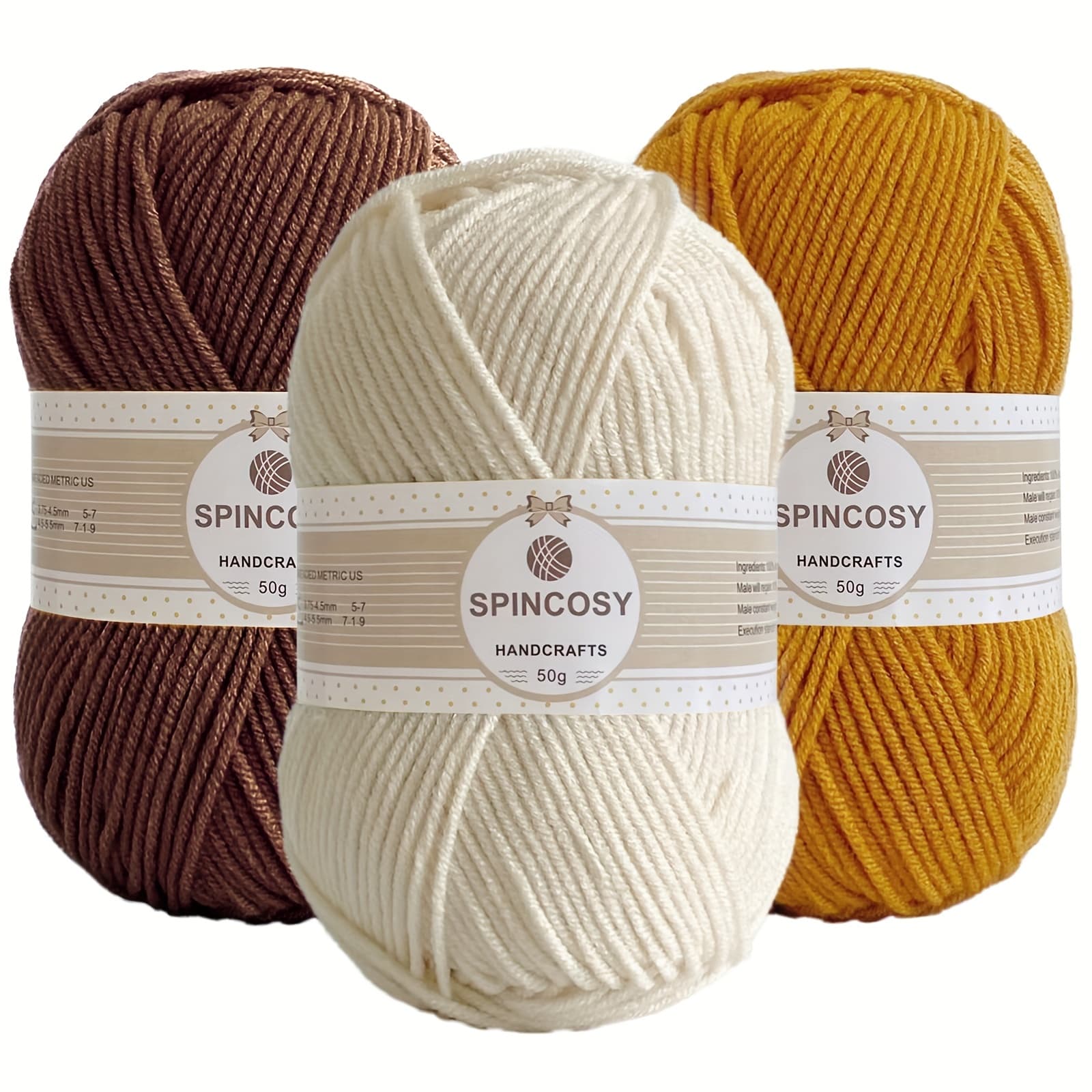 TEMU 3pcs Mixed Color Crochet Yarn Set, Total (425 Yards), 4-ply 100% Acrylic Fluffy Yarn, Easy-to-see Stitches, Beginner-friendly Crochet Kit