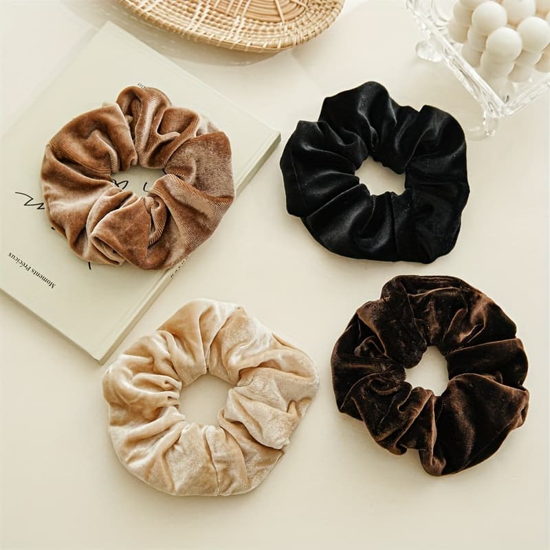 TEMU 4pcs Autumn Winter New Retro Canary Fabric Large Scrunchie Elegant High-grade Sense Of Temperament Scrunchie Headwear