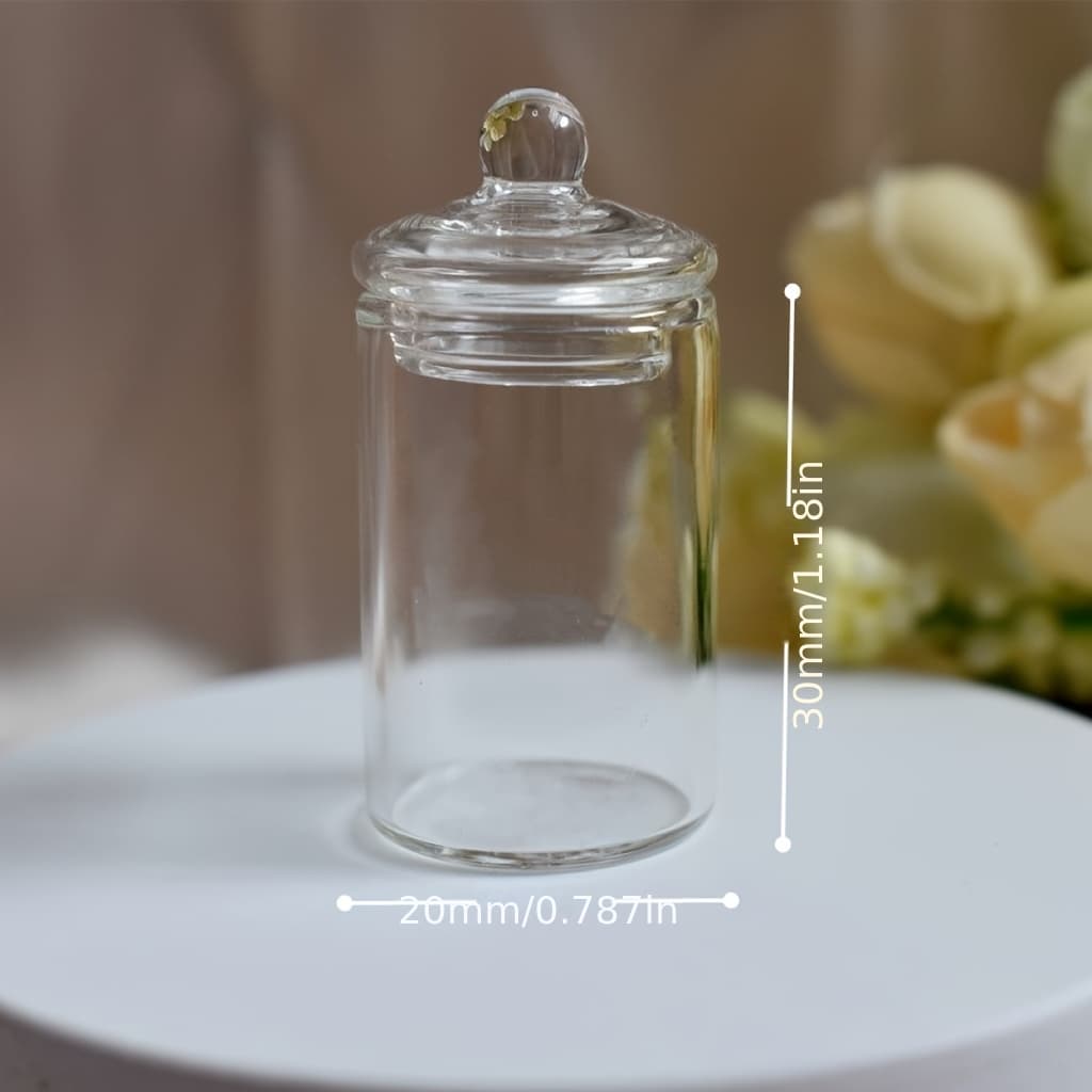 TEMU Mini Glass Jar, Simulation Jar, Bottle With Lid, Suitable For Mini House Desktop Decoration, Perfect For Mini Scenes And Collectible Game Sets, Collectible Displays | Aesthetics | Glass Bottle
