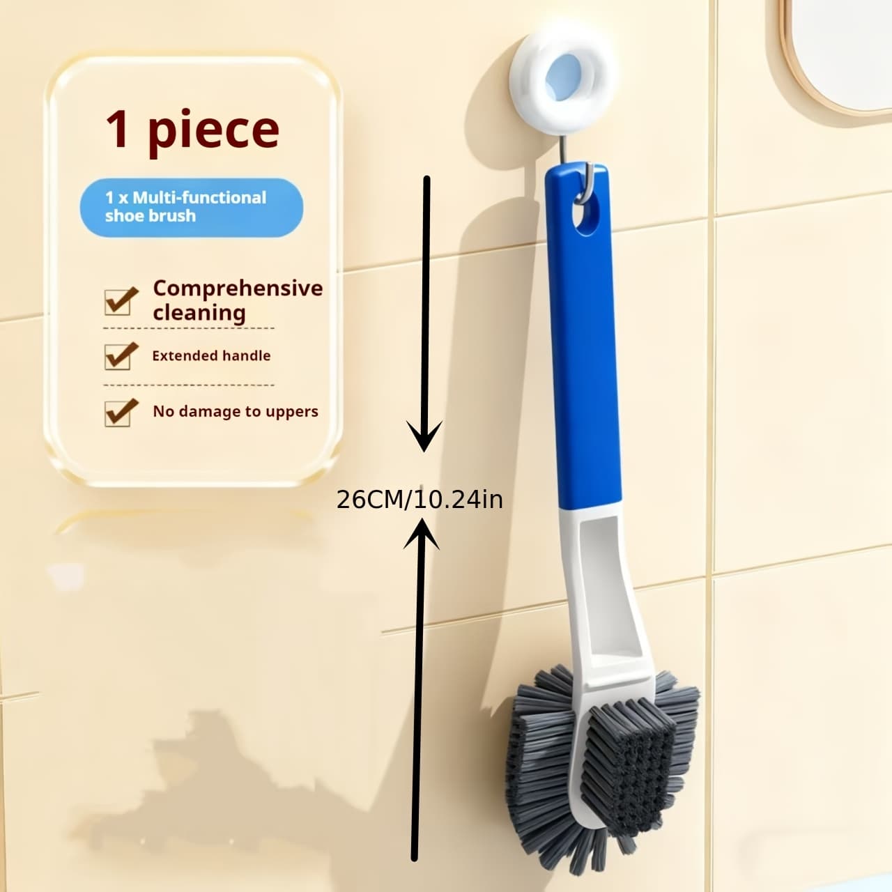 TEMU Double-sided Shoe Brush | Portable Sports Shoe Cleaning Brush, Long-handled, Made Of Pp Material