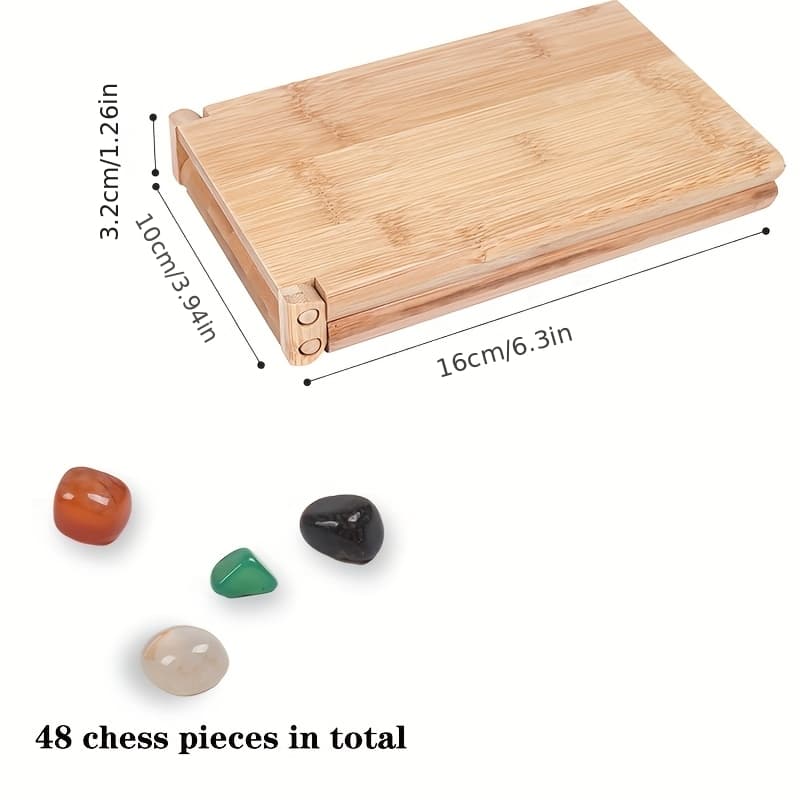 TEMU Wooden Board Game Set - Folding Strategy Game For Family & Adults, With 48 Stones, Portable Travel Indoor Outdoor Fun & Educational Gift