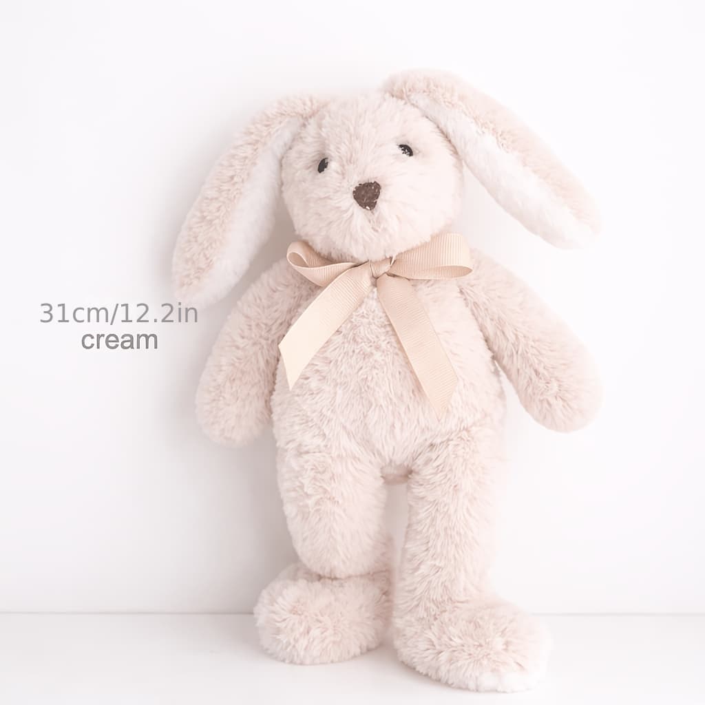 TEMU Cute Lop-eared Bunny Plush Toy With Bow, Soft Rabbit Stuffed Animal Gift For Kids