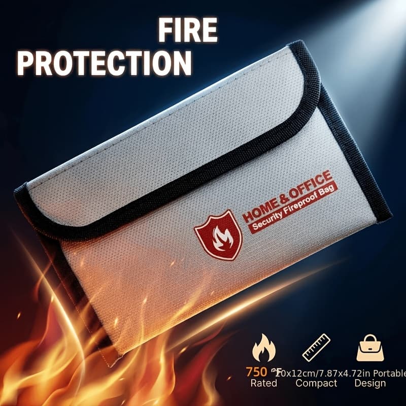 TEMU Small Fireproof Bag (4.84x 8.07 Inches), Non-itchy Fireproof , Fireproof Wallet Bag, Cash Fireproof Bag Set For - Passport, Currency & Keys