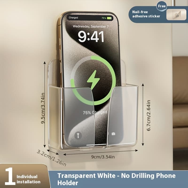 TEMU Wall-mounted Phone Holder, 3 Colors , No Nails Installation, High- Case, Adhesive Phone Mount, Wall-mounted Mobile Holder, Phone Wall Mount
