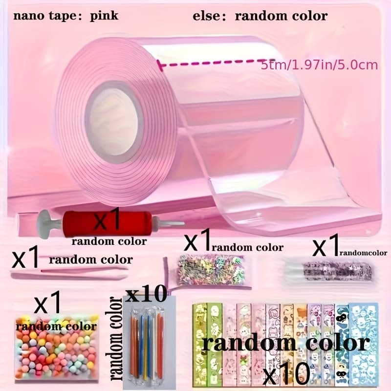 TEMU 26pcs Kit: 1 Roll Of Sticky Backing + 7 Basic Material Packs, Super Elastic Adhesive For Bonding And Fun Combination – For Halloween And Christmas, Projects, , Design, Versatile Adhesive