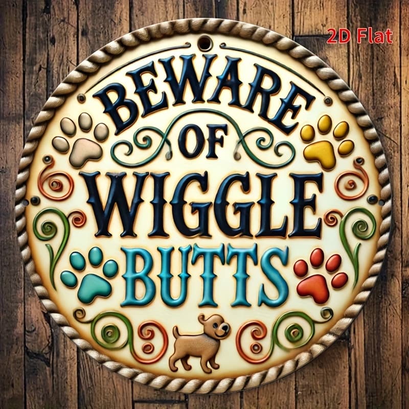 TEMU 2d Flat, 1pc Beware Of Metal Wall Sign With Cute Puppy - -themed Iron Hanging Plaque For Pet Owners, Dog House & Décor, Warning Sign For / (colorful Suitable For), 2d Flat