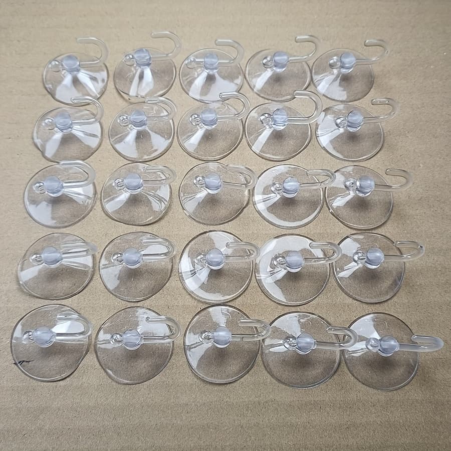 TEMU 25pcs Hollow Suction Cup Hooks, Suitable For Tile/kitchen/bathroom Storage, Towel/clothes Hanger/cleaning Supplies Hooks, Strong Suction