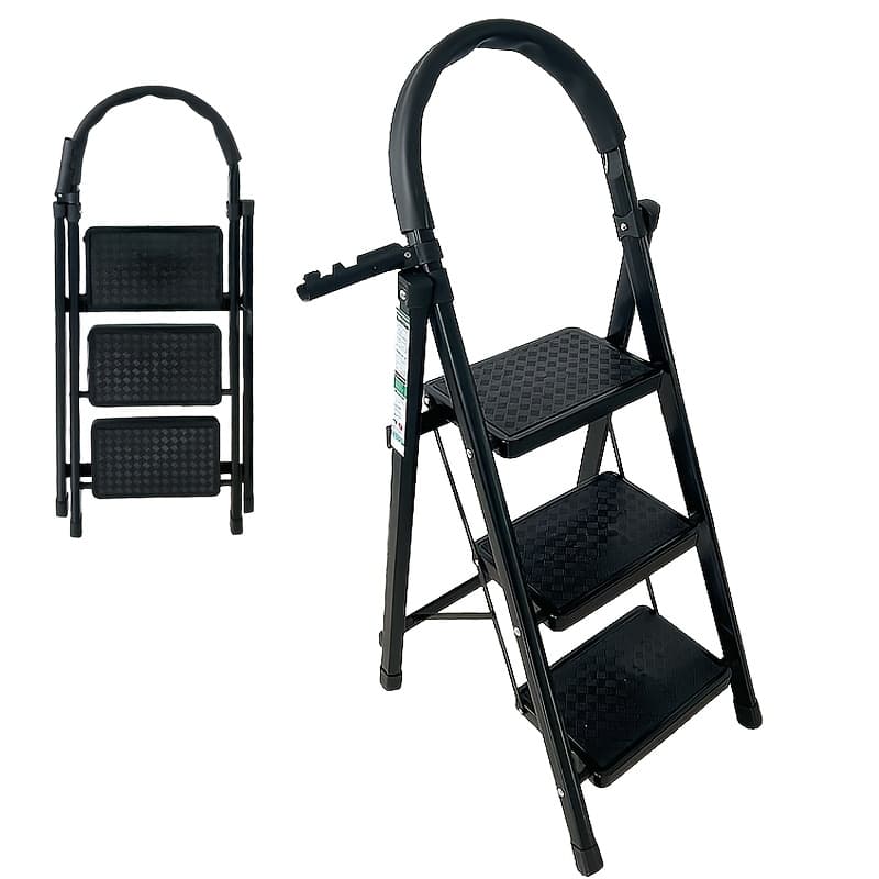 TEMU Folding Step Ladder With 2 And , Featuring A Wide Anti-slip Platform, Durable Steel Construction, Handy Handrail, And Lightweight, Portable Design